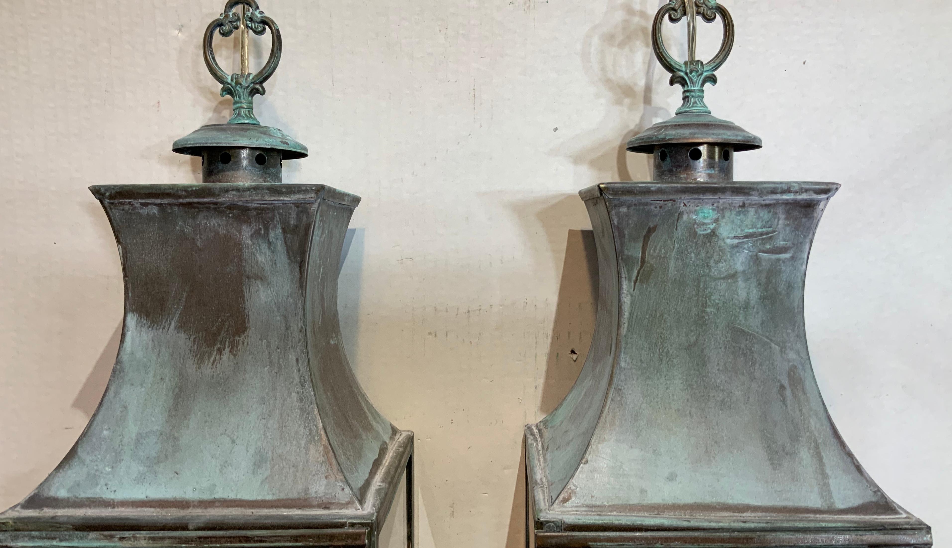 Pair of Vintage Brass Hanging Lantern 6