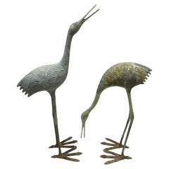 Pair Of Vintage Brass Herons For Restoration Pair Of Vintage Brass Herons For Restoration