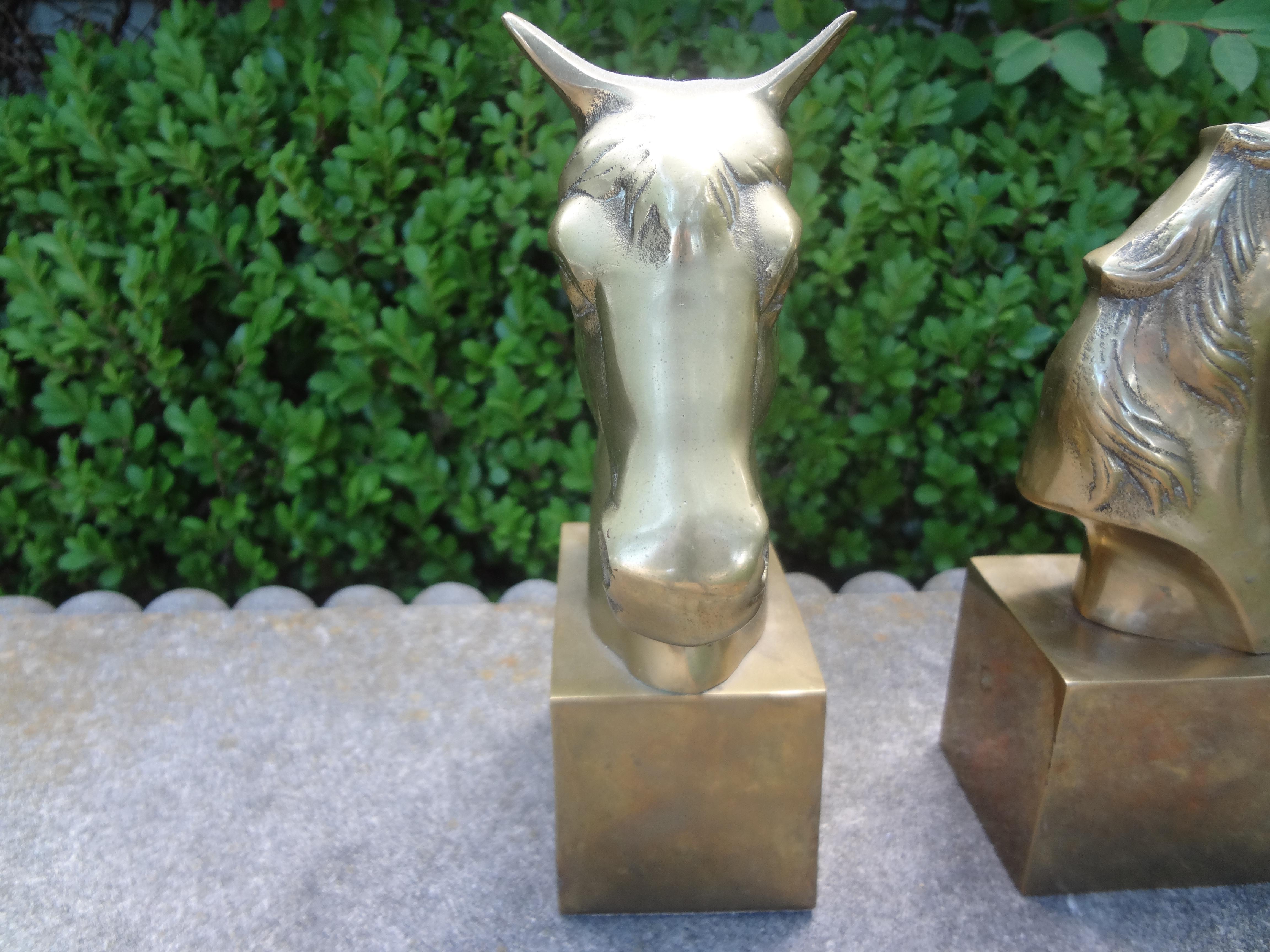 Hollywood Regency Pair of Vintage Brass Horse Head Bookends