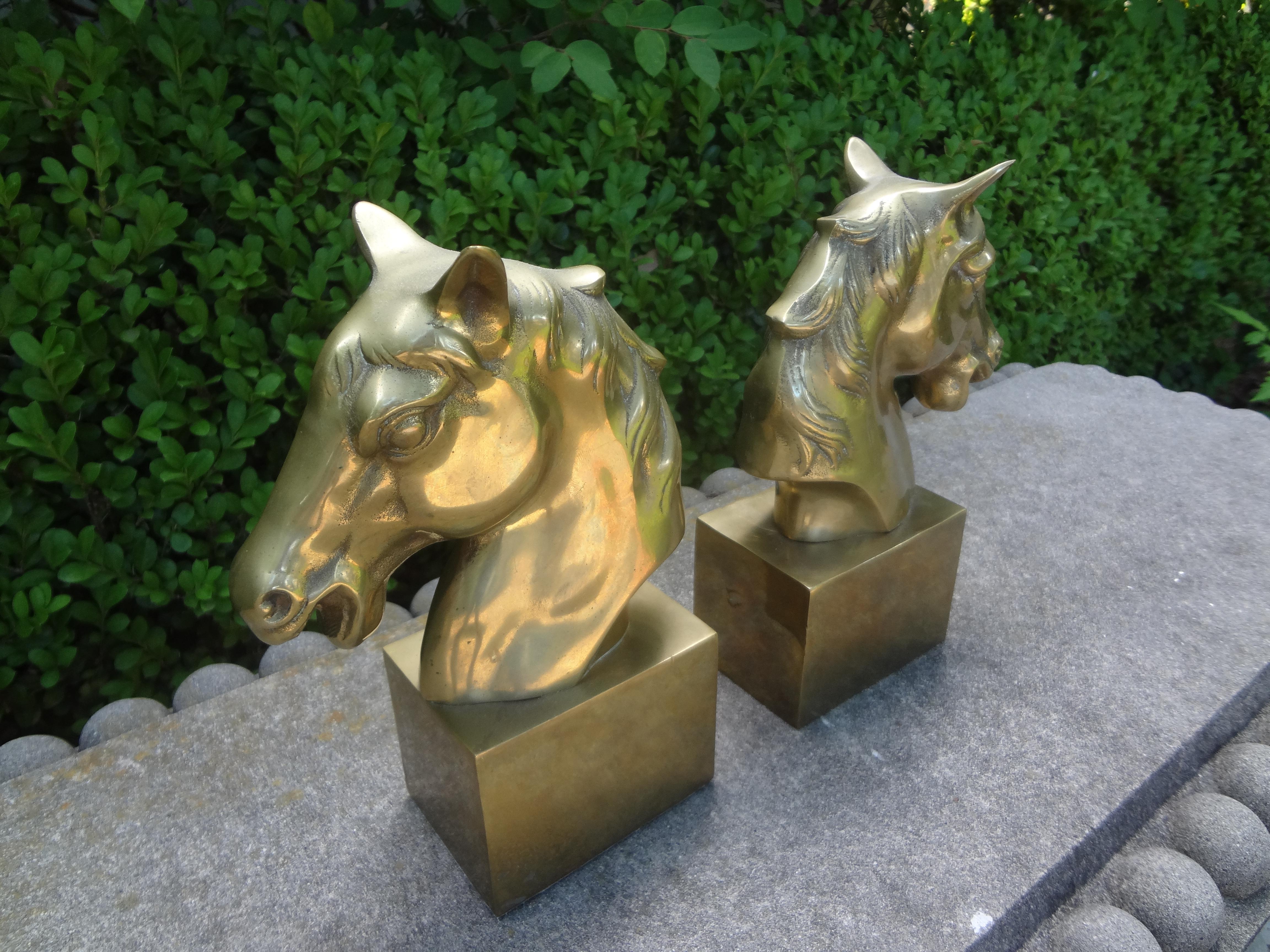 Mid-20th Century Pair of Vintage Brass Horse Head Bookends