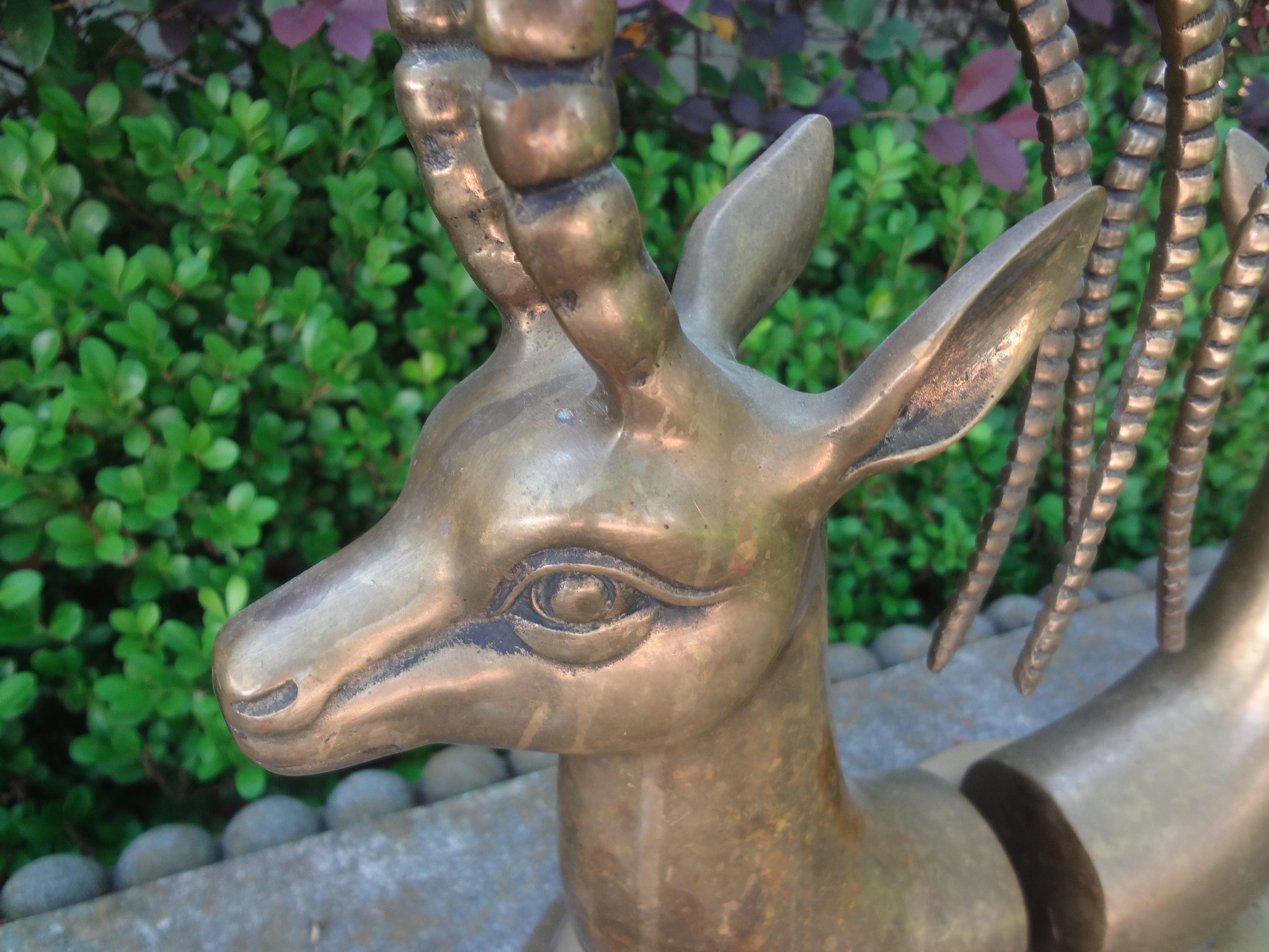Mid-20th Century Pair of Vintage Brass Ibex Bookends For Sale