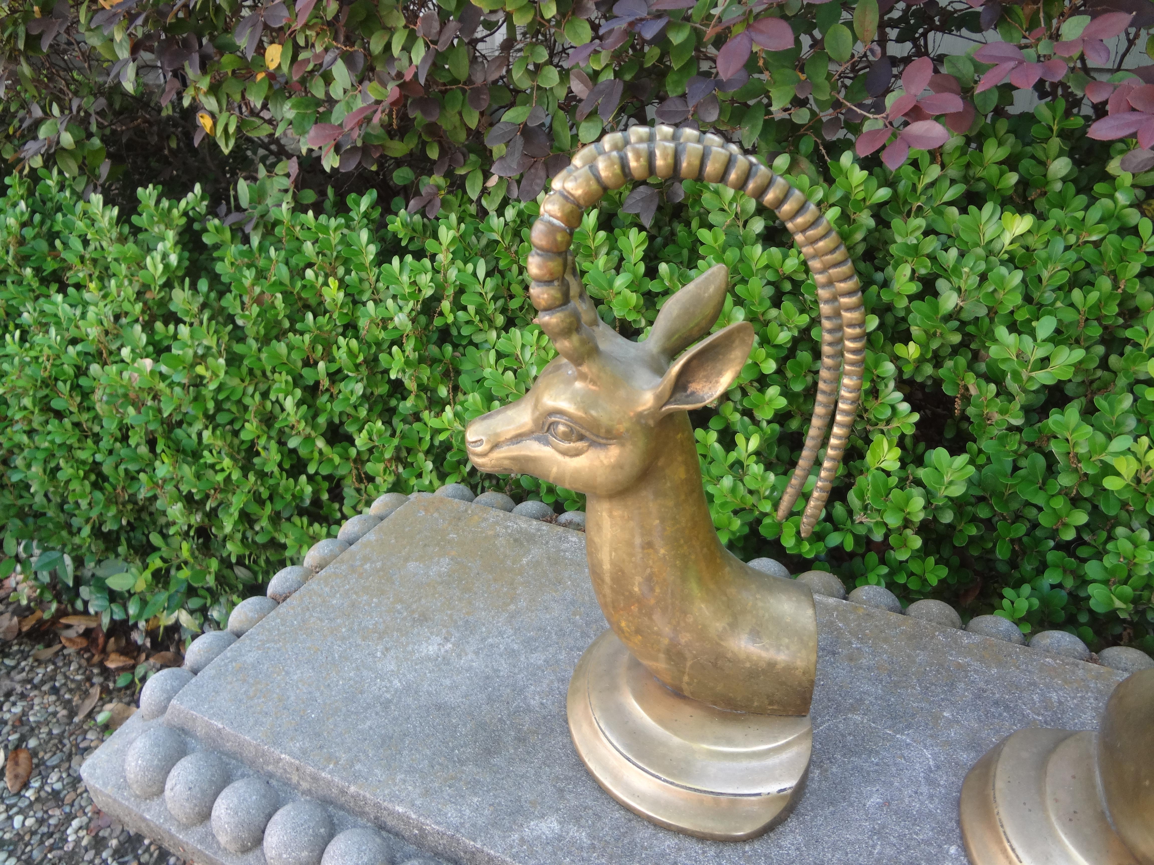 Pair of Vintage Brass Ibex Bookends For Sale 3