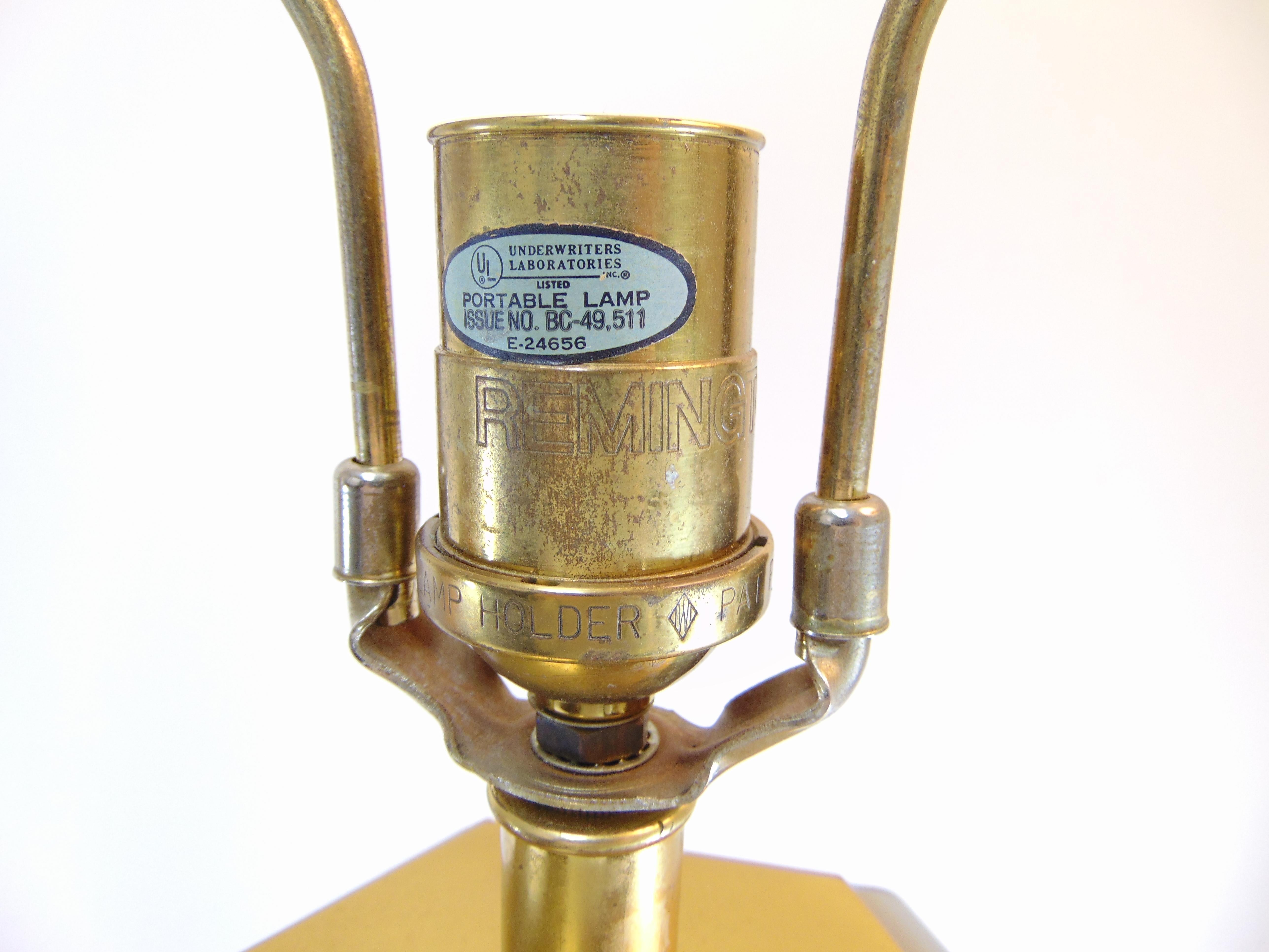 Pair of Vintage Brass Lamps with Lucite Bases by Remington Lamp For Sale 3