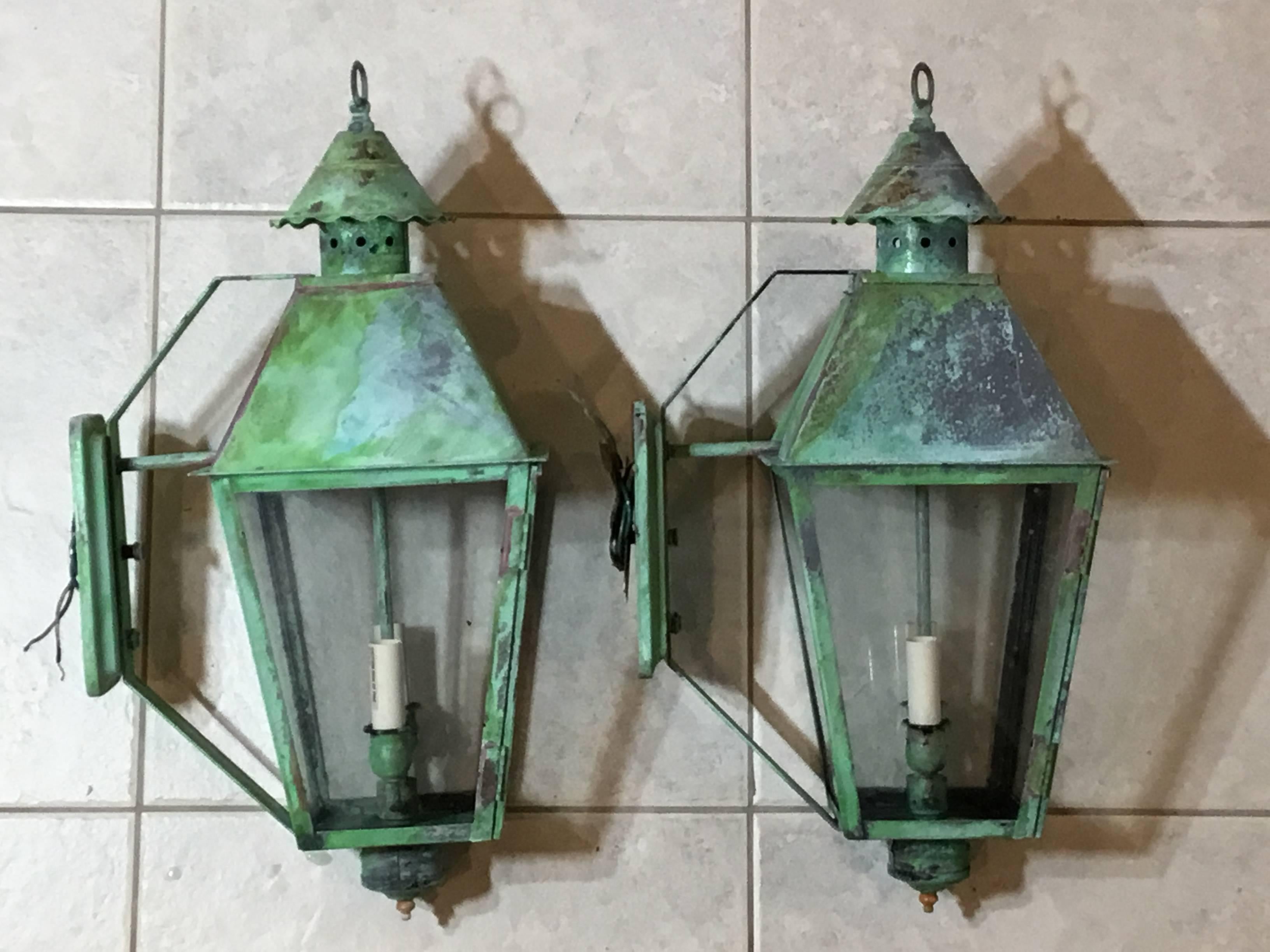 Pair of Vintage Brass Lantern 8