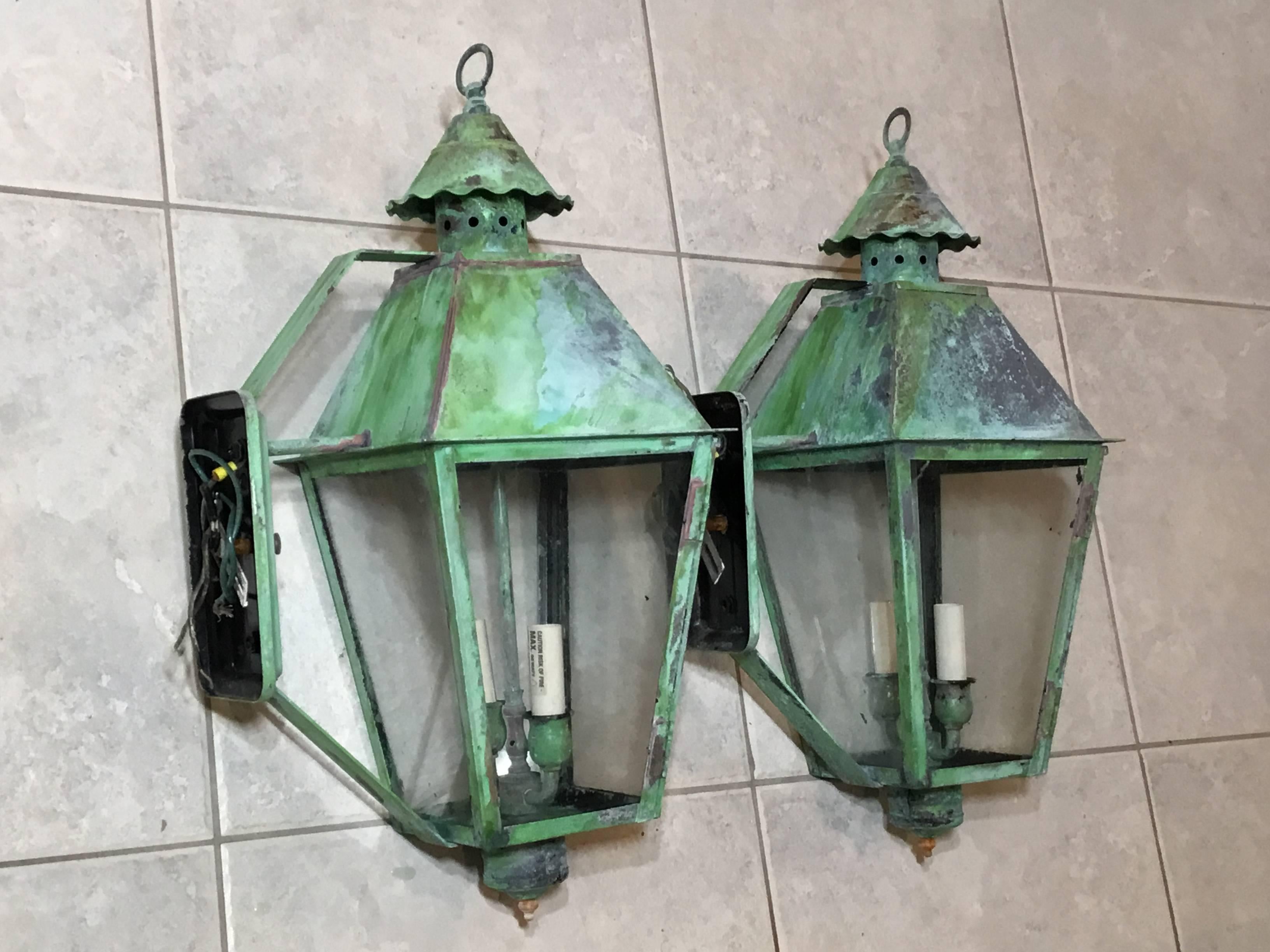 Pair of Vintage Brass Lantern 9