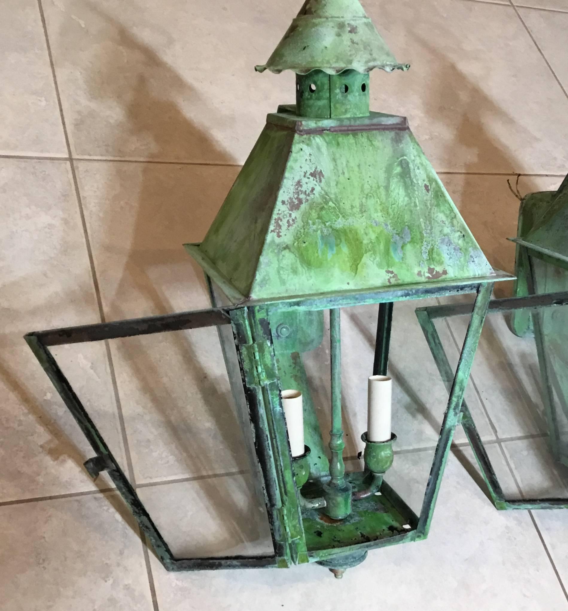 20th Century Pair of Vintage Brass Lantern