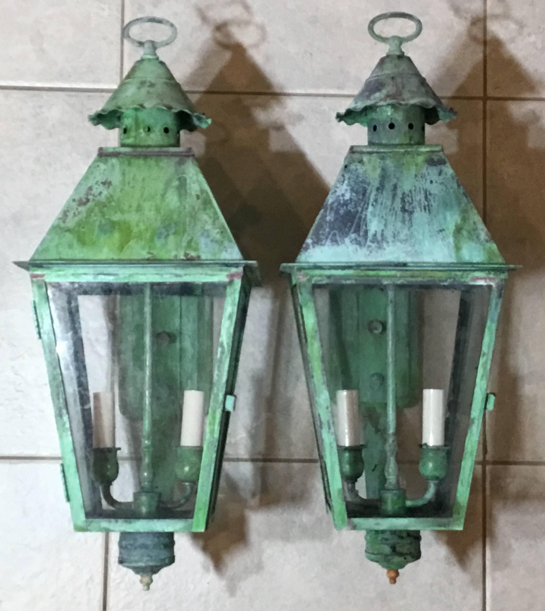 Pair of Vintage Brass Lantern 1
