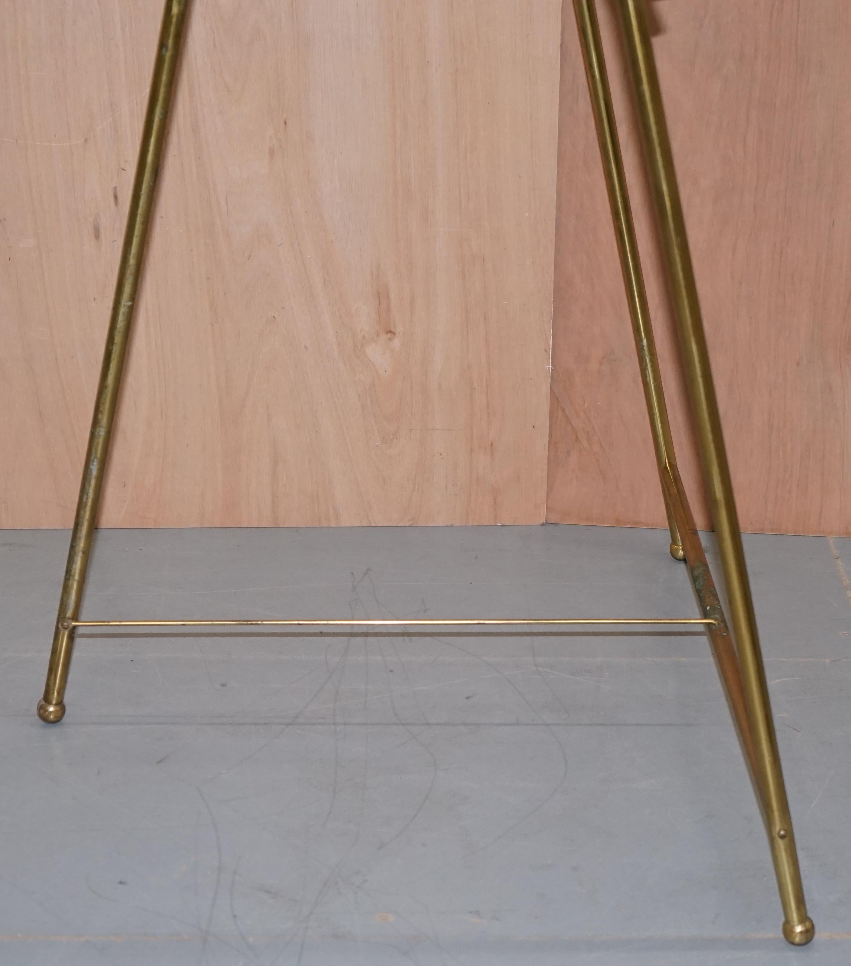 PAIR OF VINTAGE BRASS LARGE 203CM TALL FOLDING ARTIST EASELs PICTURE DISPLAY 4