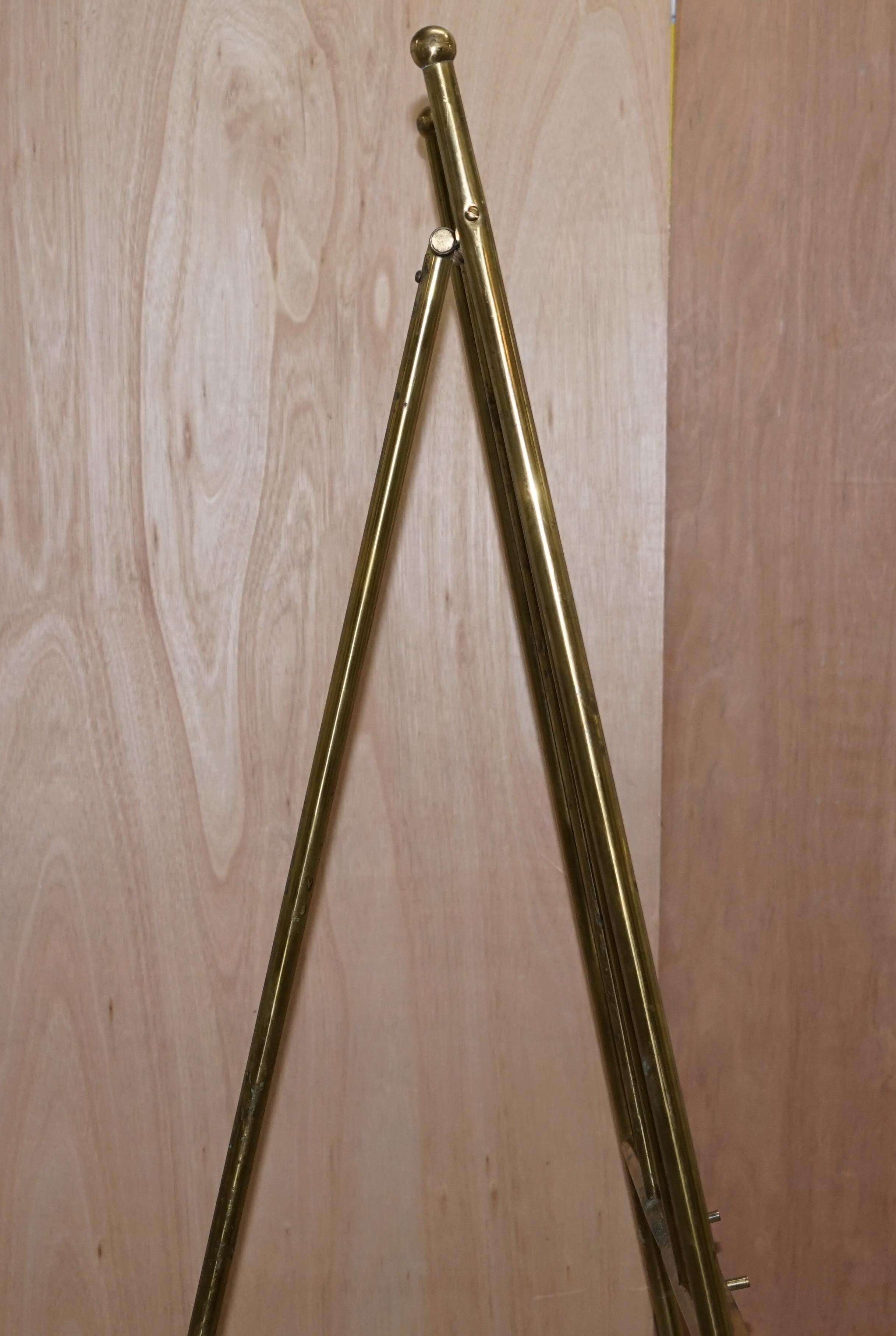 PAIR OF VINTAGE BRASS LARGE 203CM TALL FOLDING ARTIST EASELs PICTURE DISPLAY 5