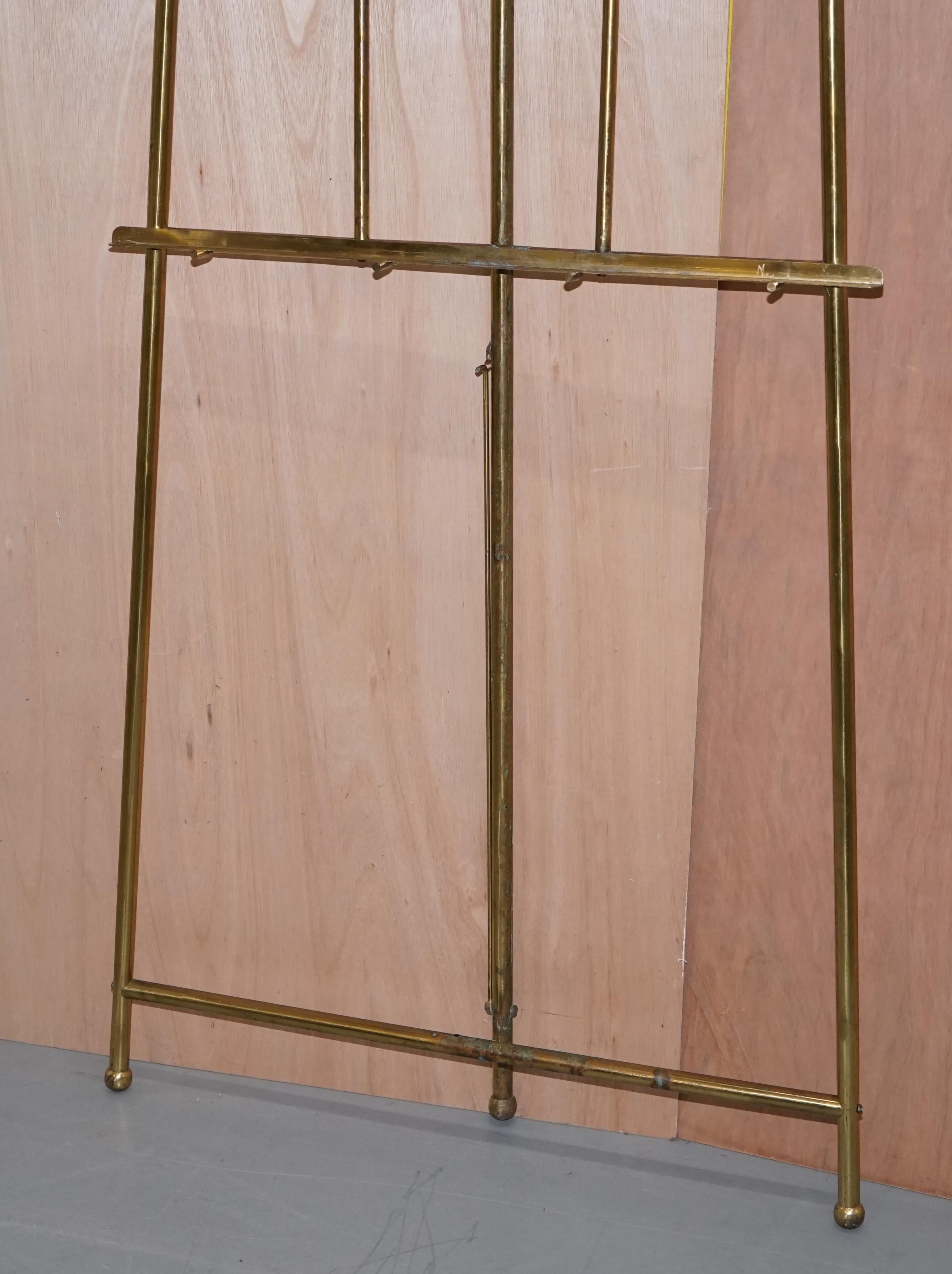 PAIR OF VINTAGE BRASS LARGE 203CM TALL FOLDING ARTIST EASELs PICTURE DISPLAY 8