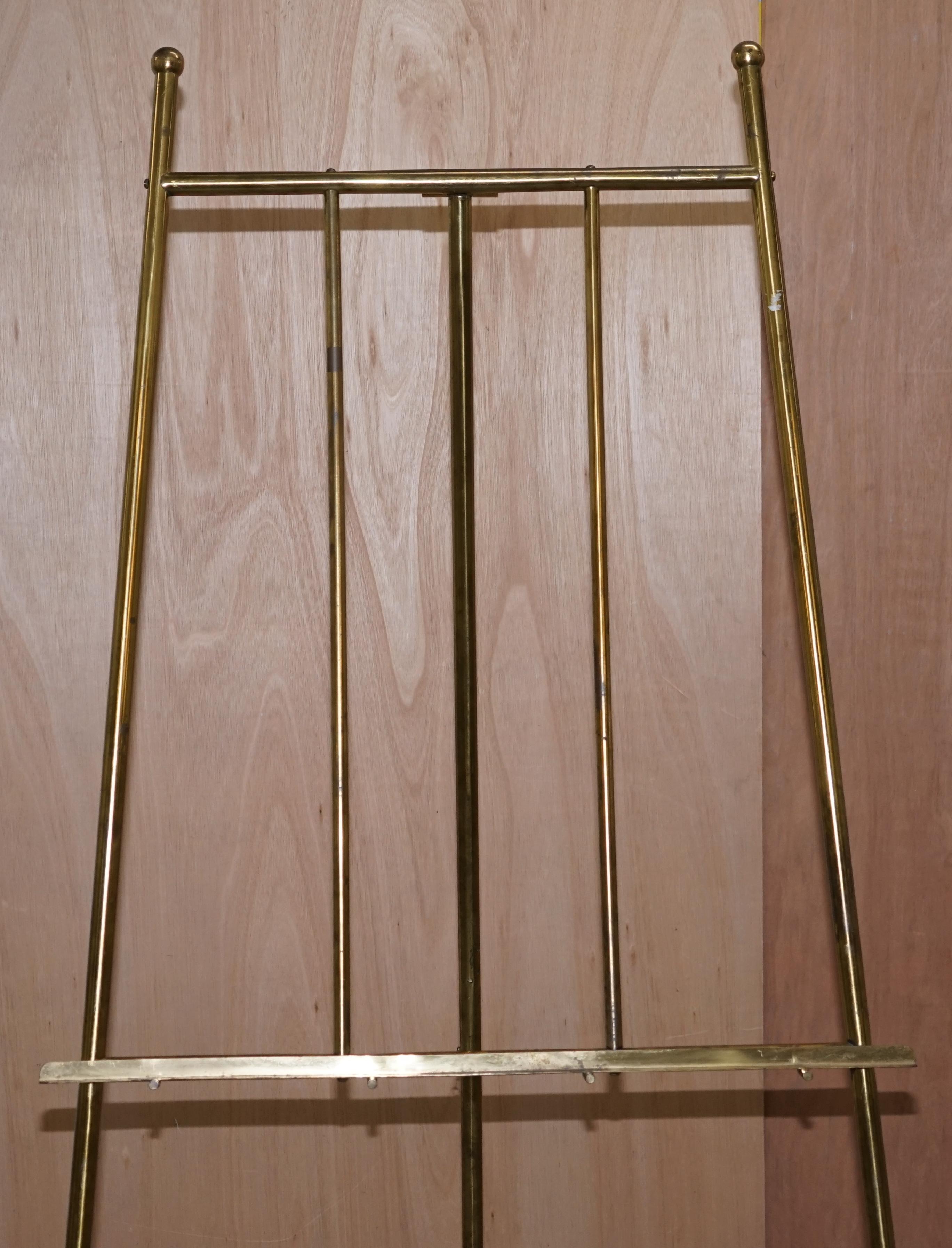PAIR OF VINTAGE BRASS LARGE 203CM TALL FOLDING ARTIST EASELs PICTURE DISPLAY 11