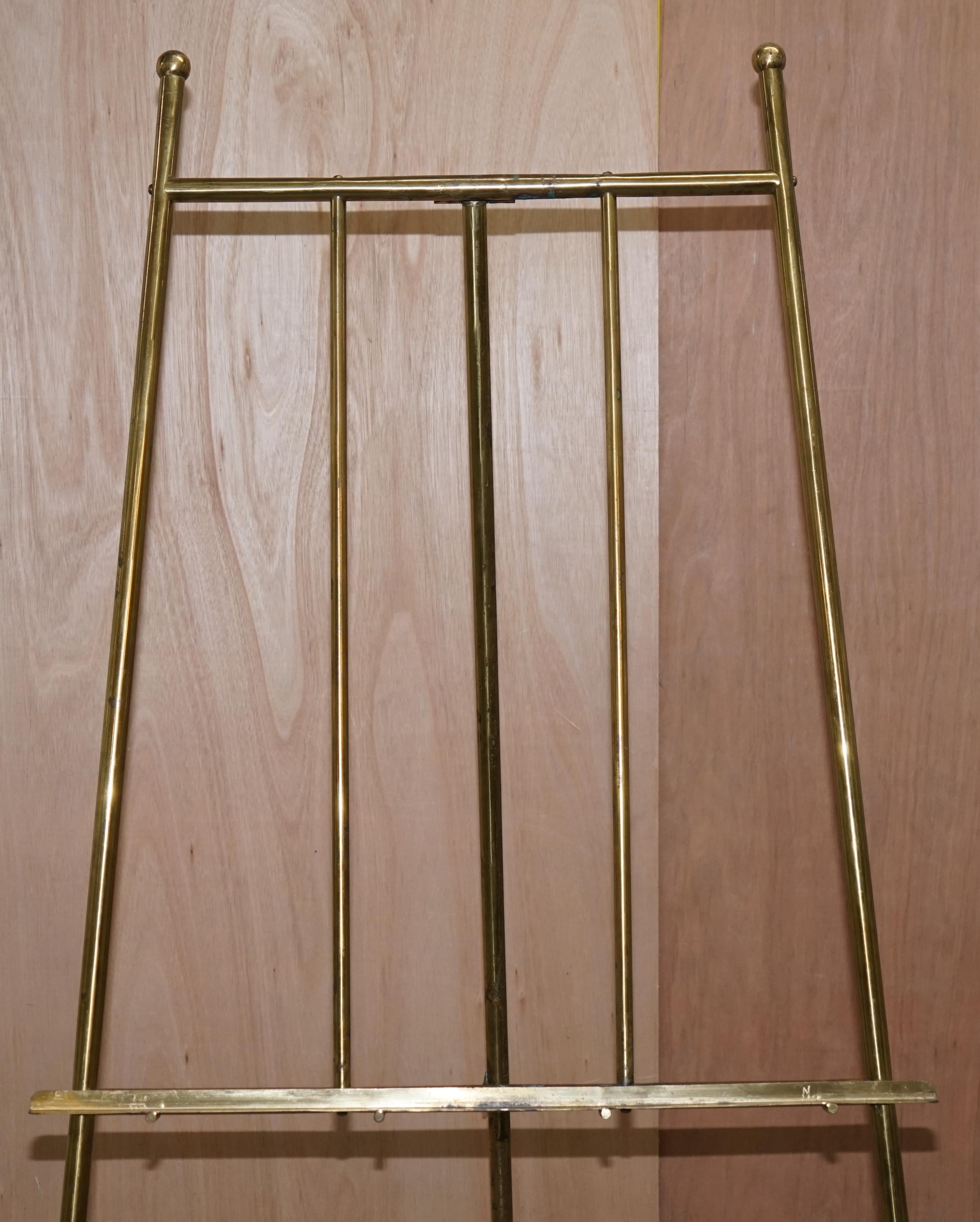 Hand-Crafted PAIR OF VINTAGE BRASS LARGE 203CM TALL FOLDING ARTIST EASELs PICTURE DISPLAY