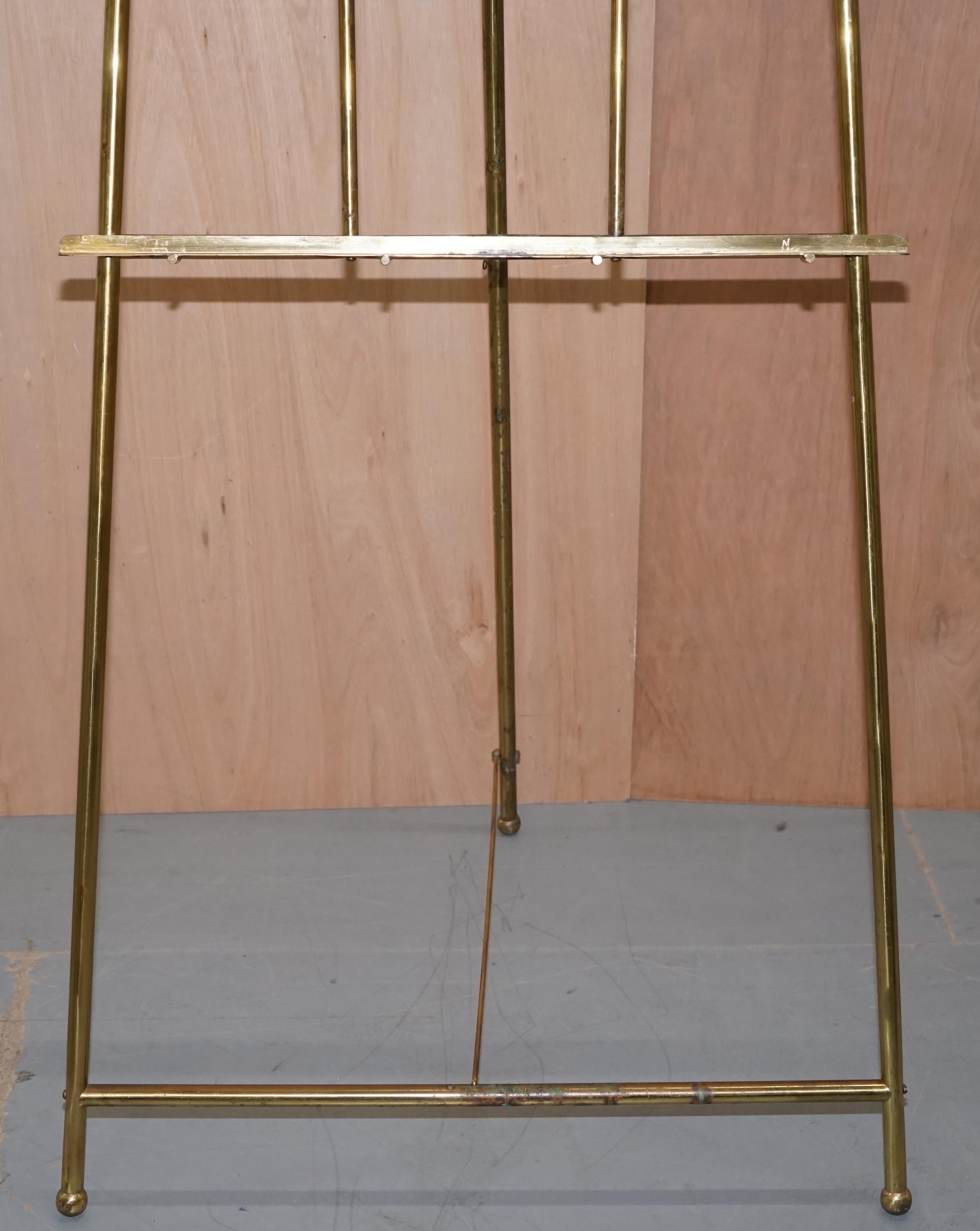 20th Century PAIR OF VINTAGE BRASS LARGE 203CM TALL FOLDING ARTIST EASELs PICTURE DISPLAY