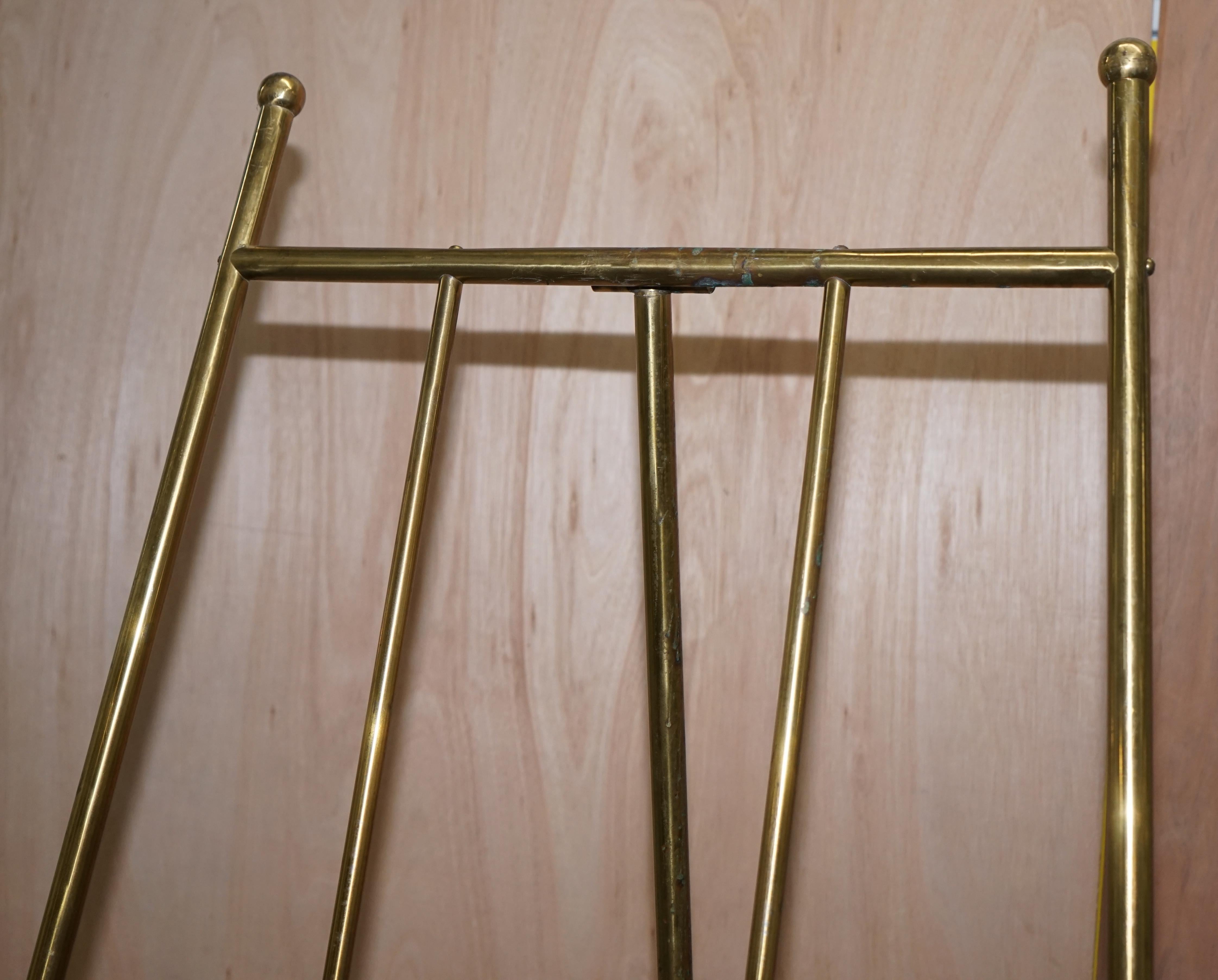PAIR OF VINTAGE BRASS LARGE 203CM TALL FOLDING ARTIST EASELs PICTURE DISPLAY 2