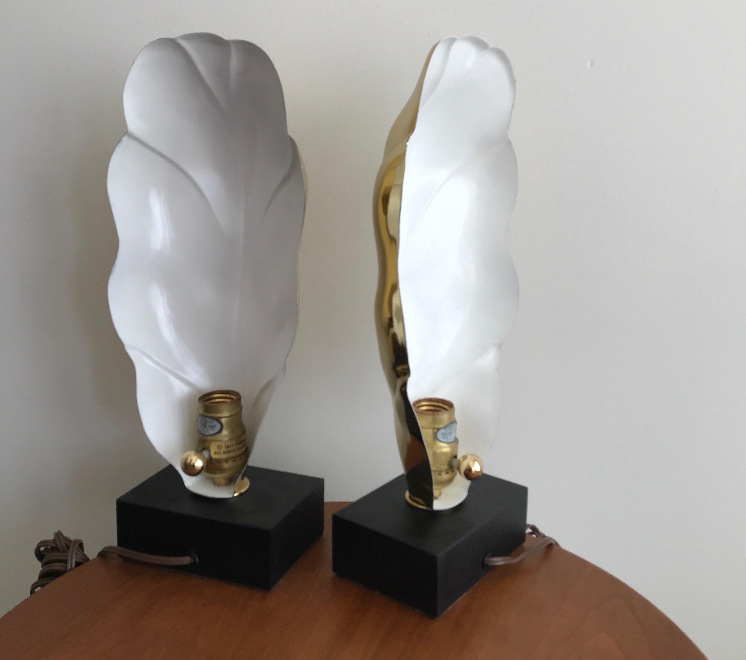 20th Century Pair of Vintage Brass Leaf Lamps by Chapman For Sale