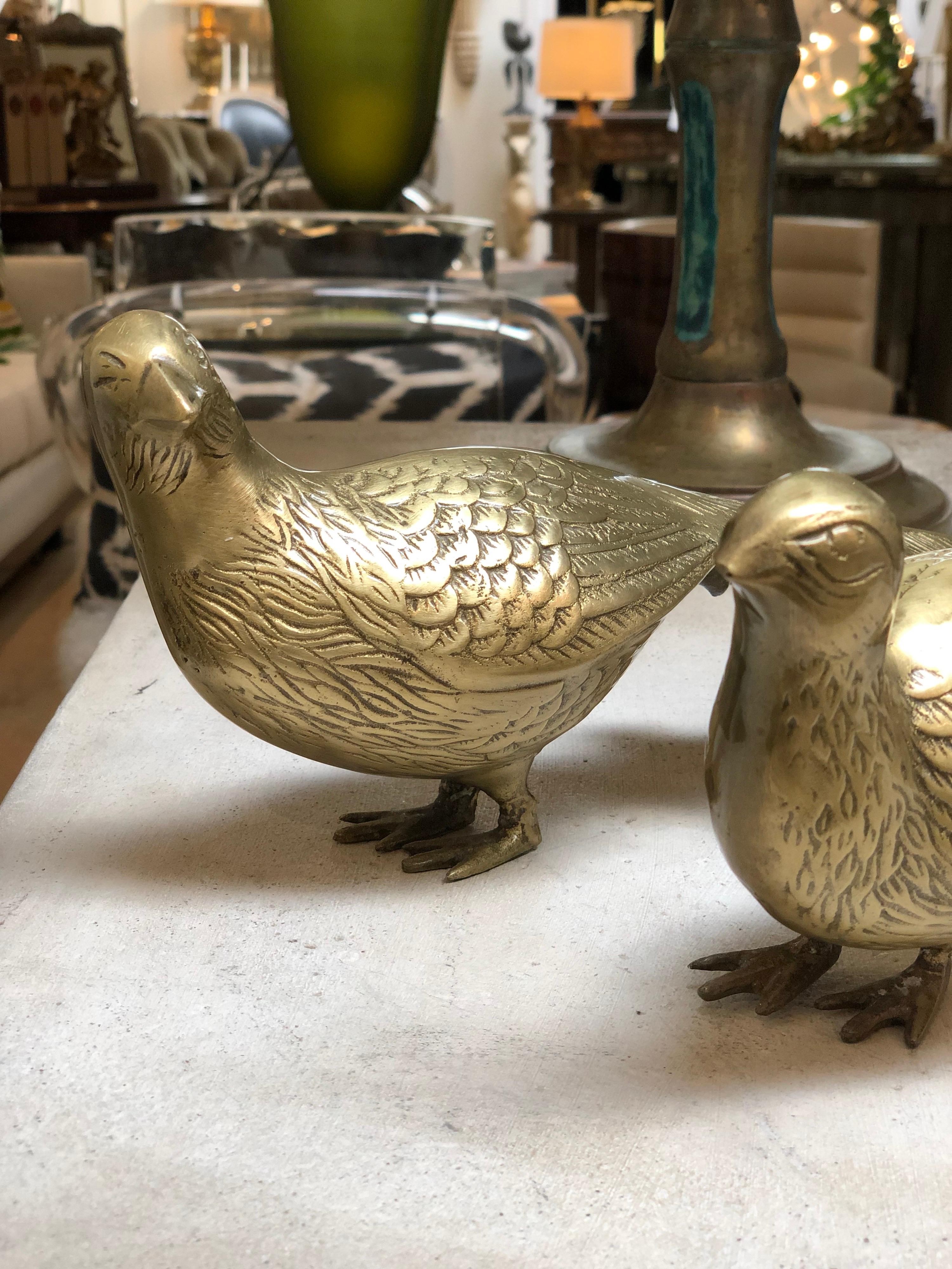 Pair of Vintage Brass Male and Female Birds 4