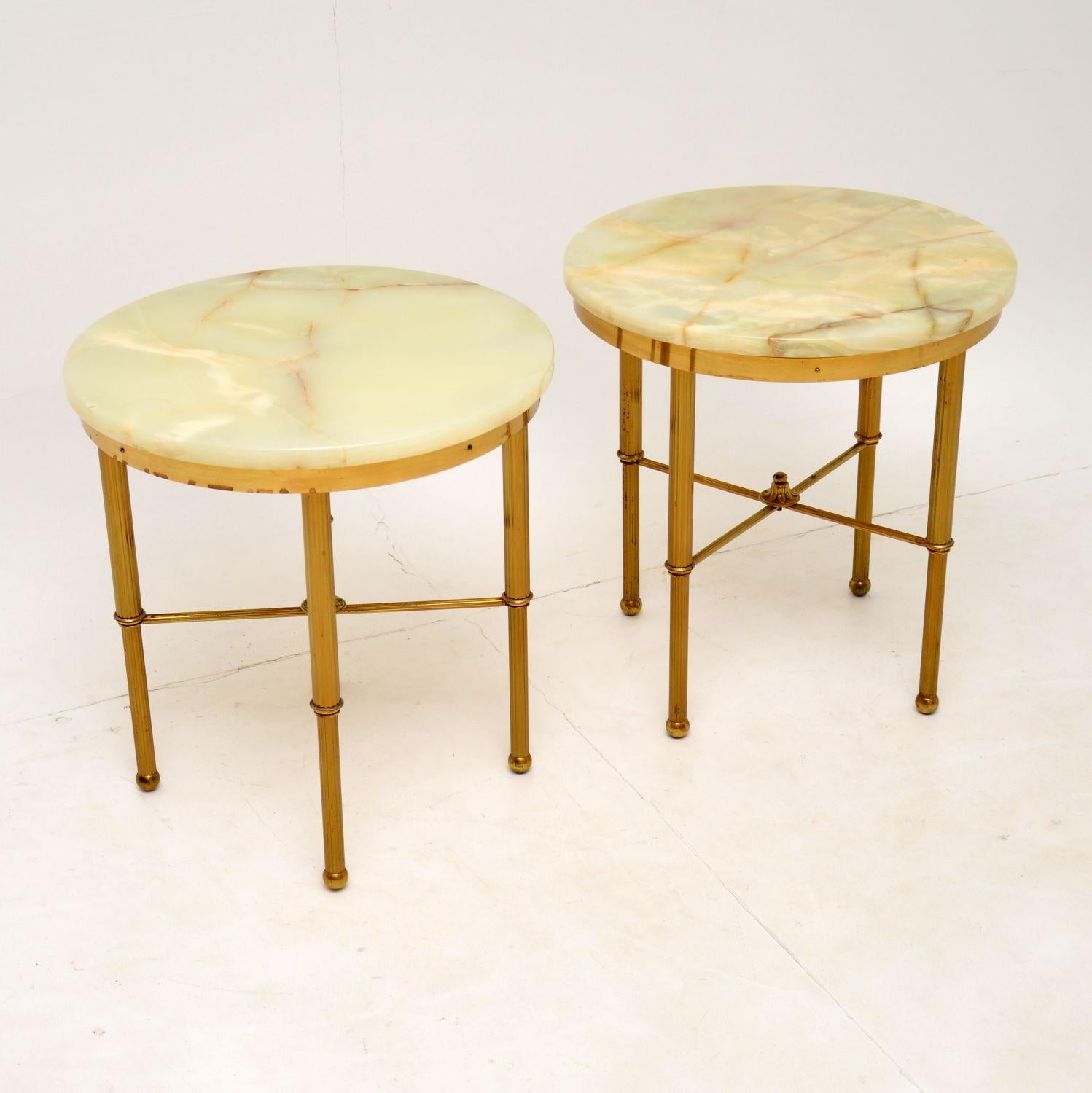 Pair of Vintage Brass & Onyx Side Tables 4