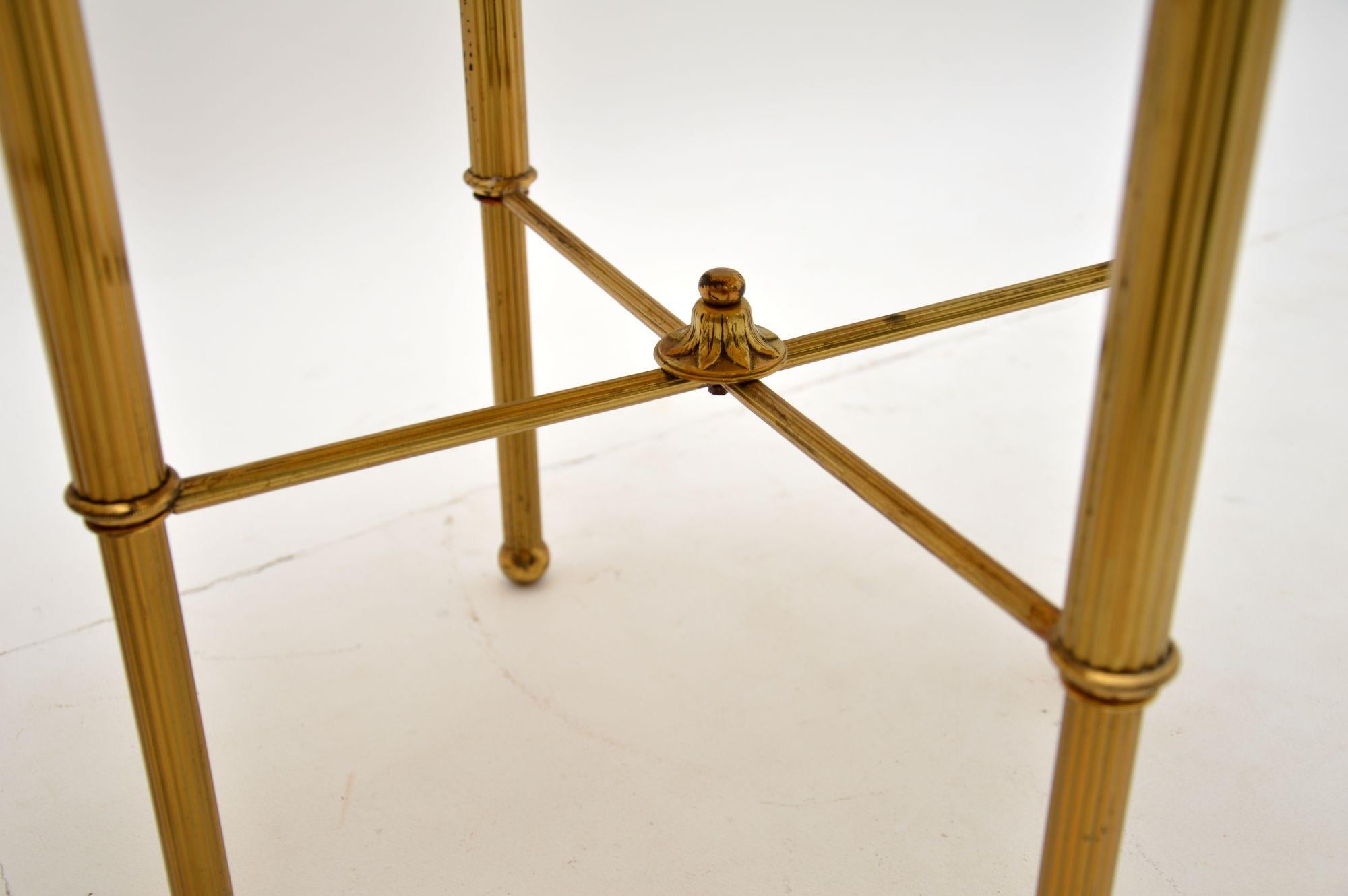 Pair of Vintage Brass & Onyx Side Tables 1