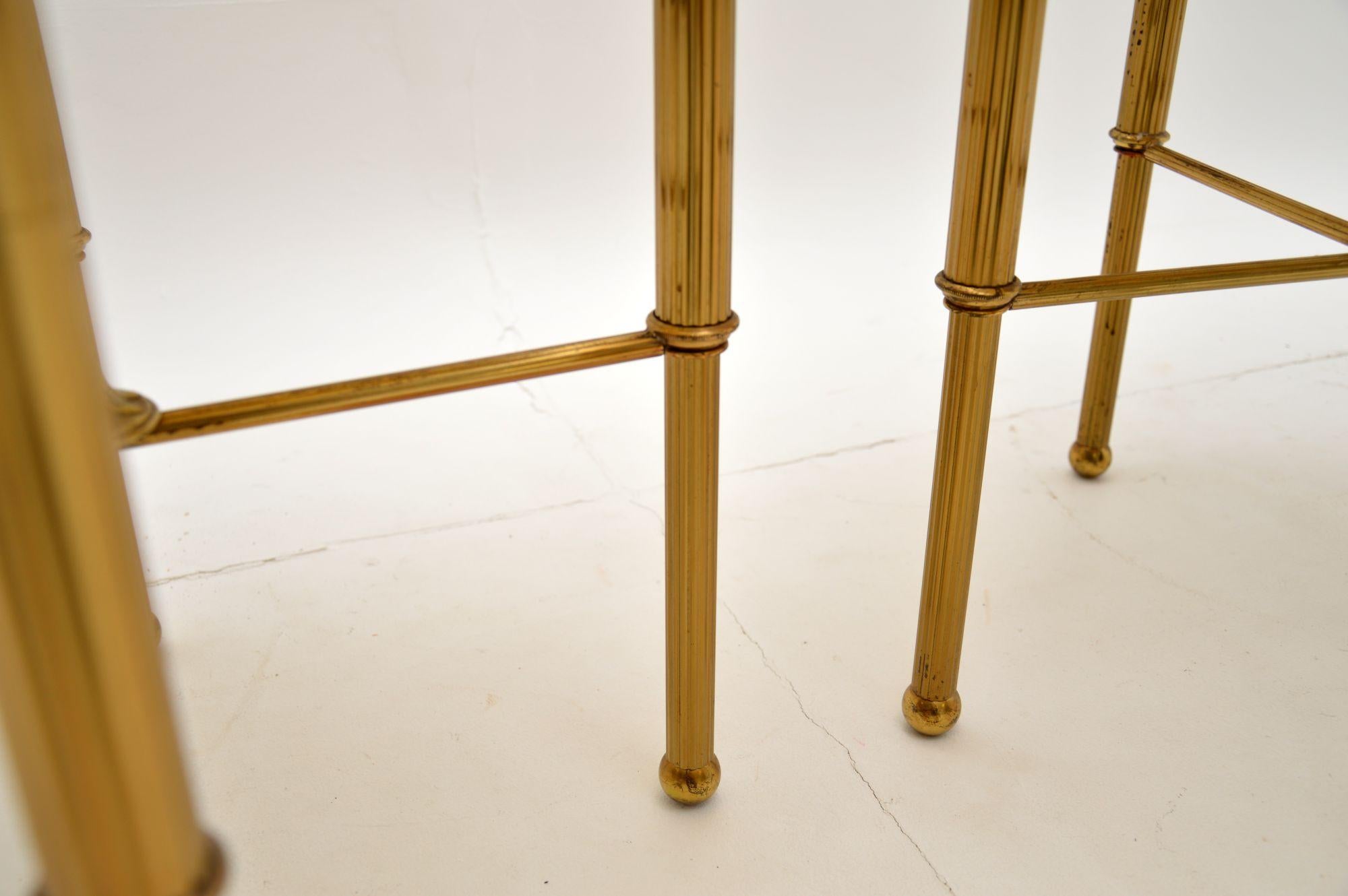 Pair of Vintage Brass & Onyx Side Tables 3