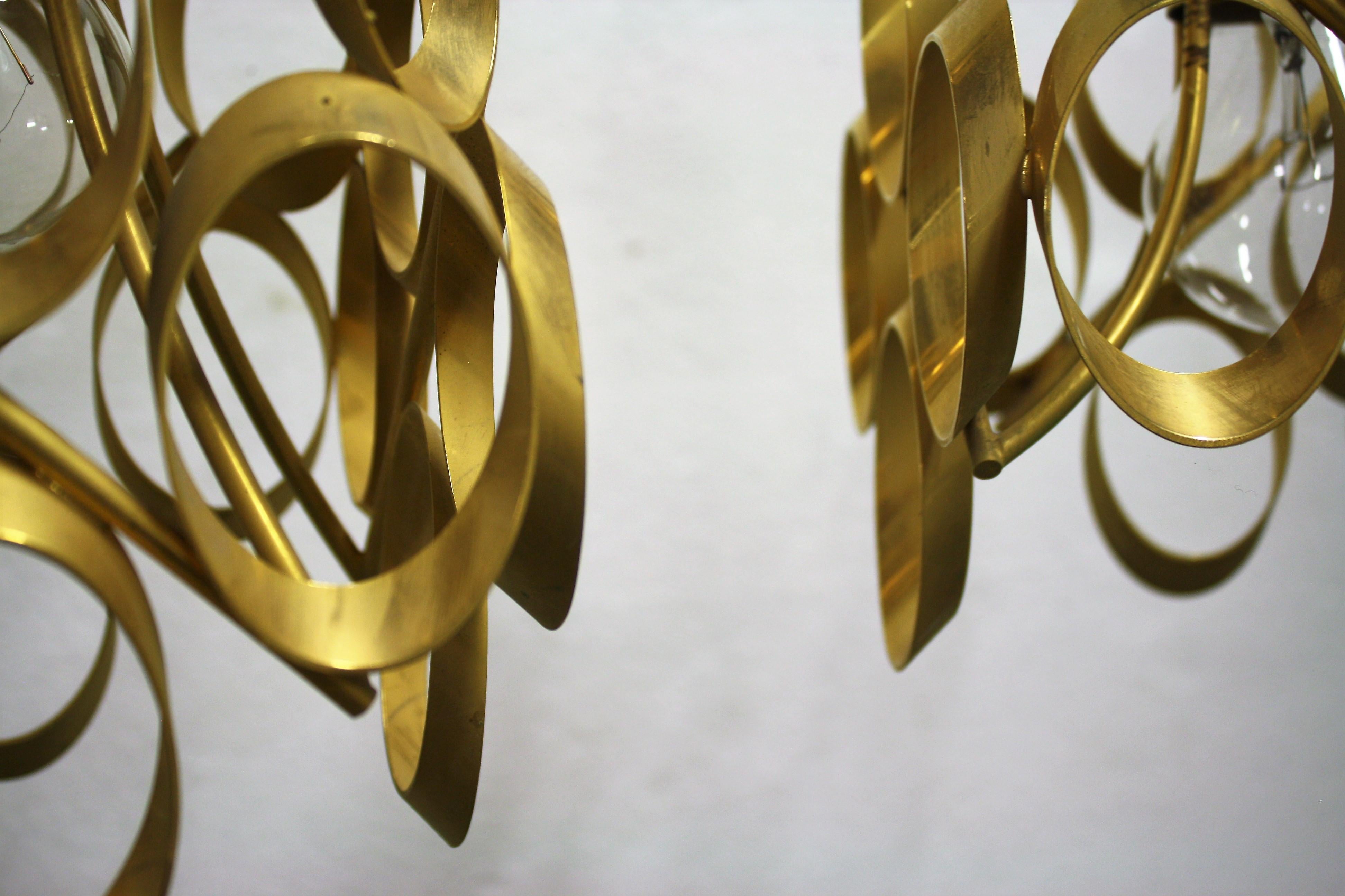 Pair of Vintage Brass Pendant Lights by Gaetano Sciolari, 1960s, Italy 4