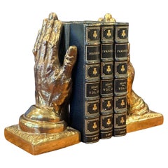 Paar Vintage-Buchstützen aus Messing „Praying Hands“ aus Messing