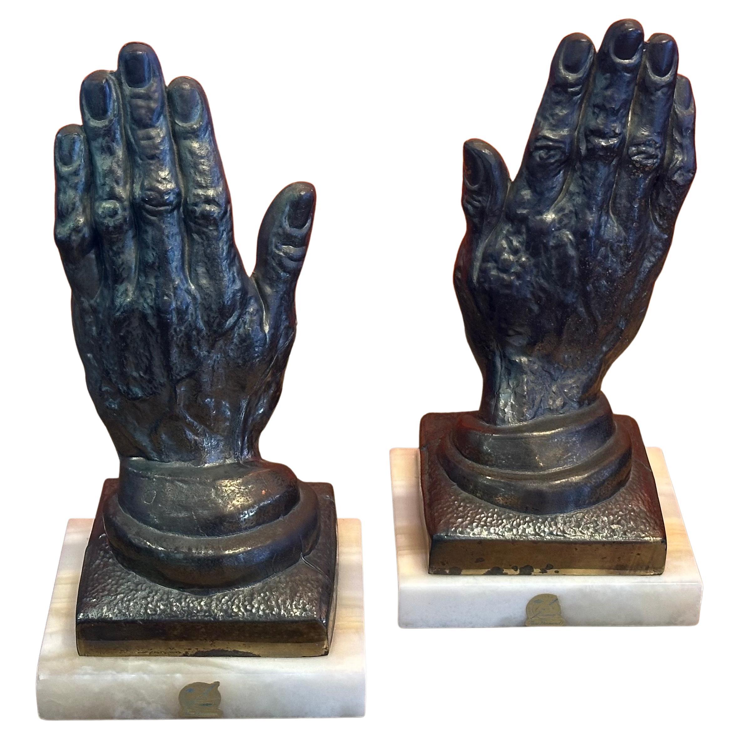 Mid-Century moderno Coppia di reggilibri d'epoca in ottone 