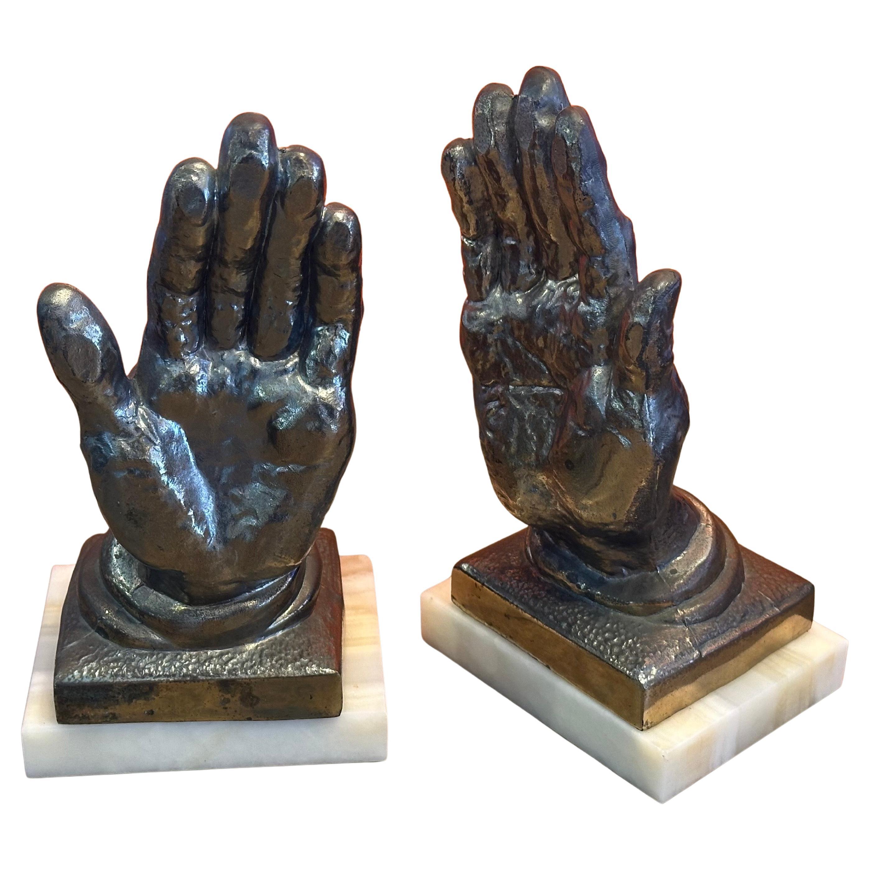 Americano Coppia di reggilibri d'epoca in ottone 