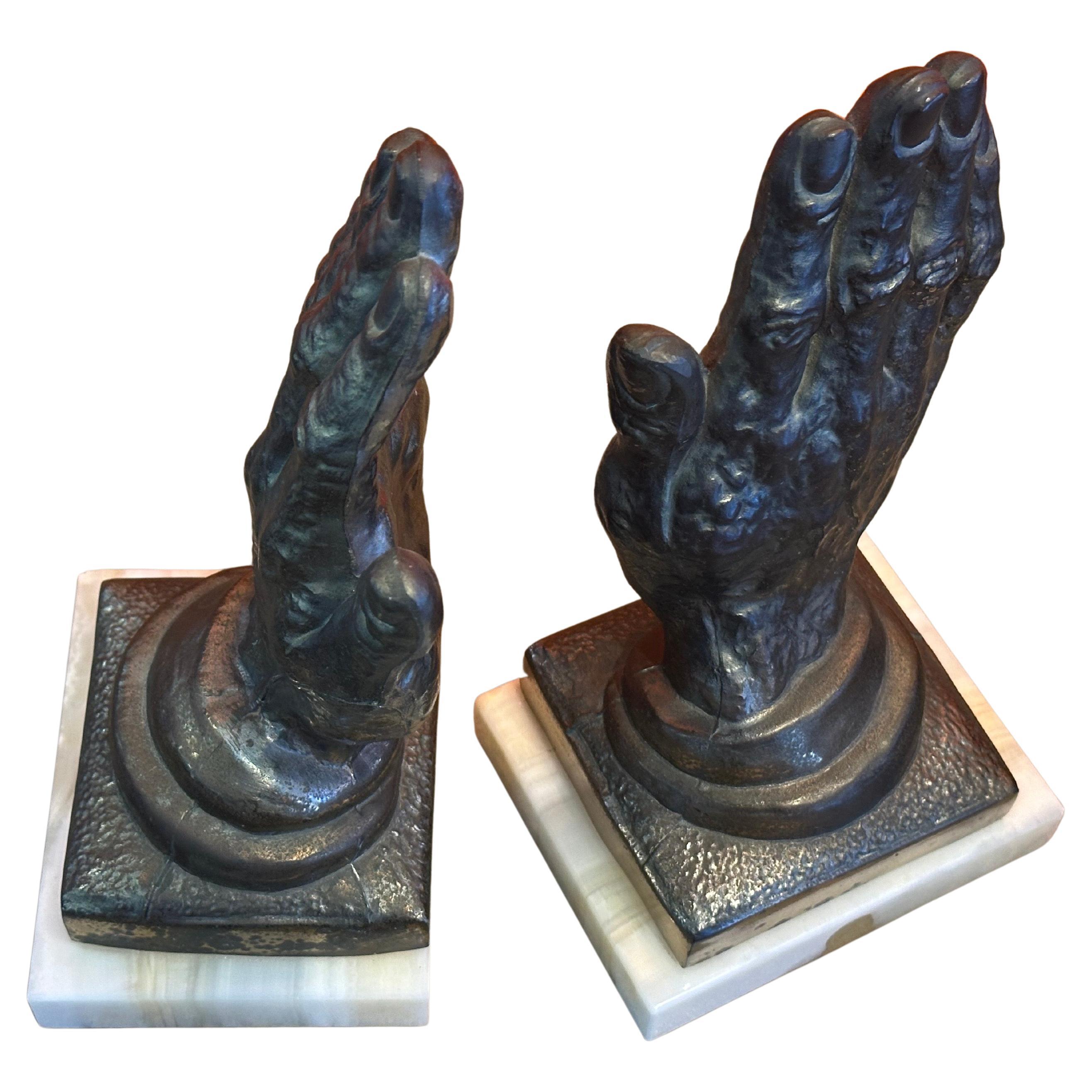 Coppia di reggilibri d'epoca in ottone 