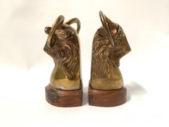 Pair of Vintage Brass Rams Head Bookends