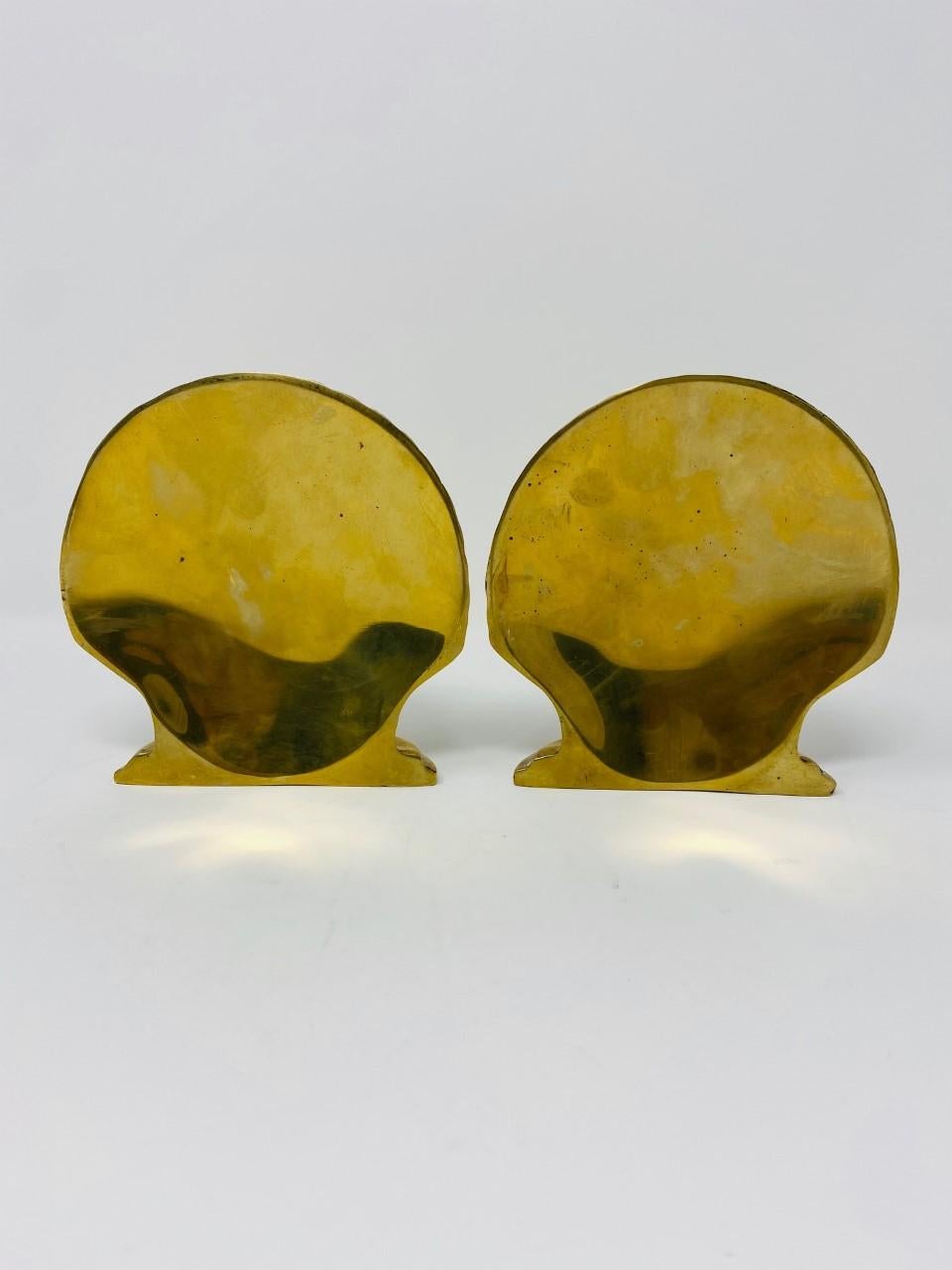 Pair of Vintage Brass Sea Shell Bookends 1