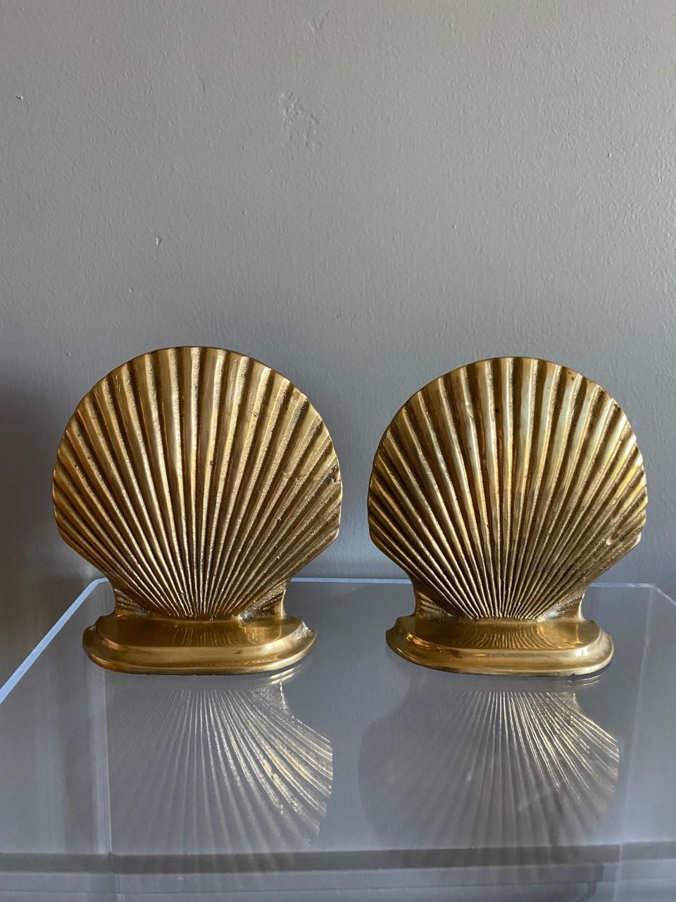 Pair of Vintage Brass Sea Shell Bookends 3