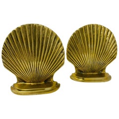Pair of Vintage Brass Sea Shell Bookends