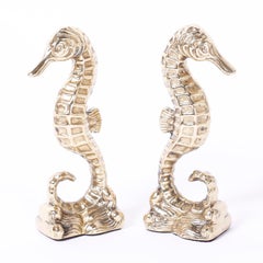 Pair of Vintage Brass Seahorse Bookends