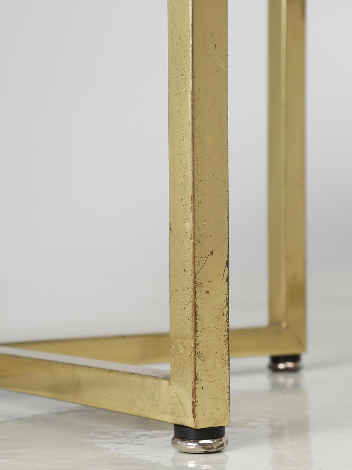 Pair of Vintage Brass Stools Attributed to Paul McCobb with Hair on Hide For Sale 6