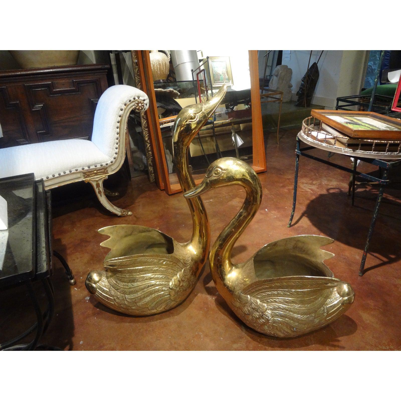 vintage brass swans