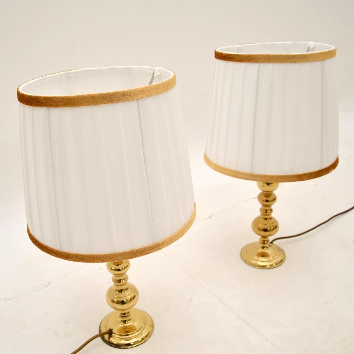 Mid-Century Modern Pair of Vintage Brass Table Lamps For Sale