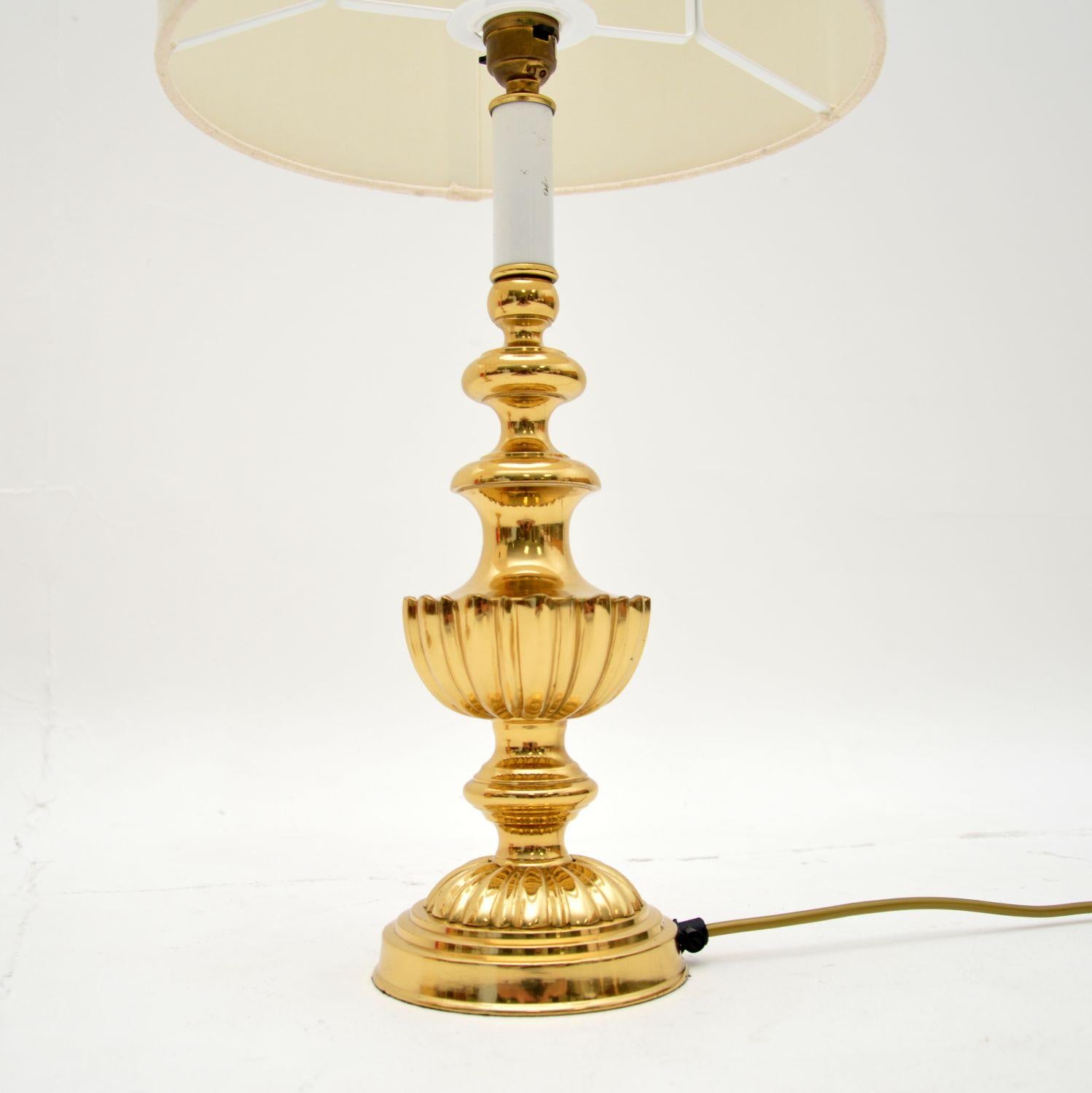 British Pair of Vintage Brass Table Lamps For Sale