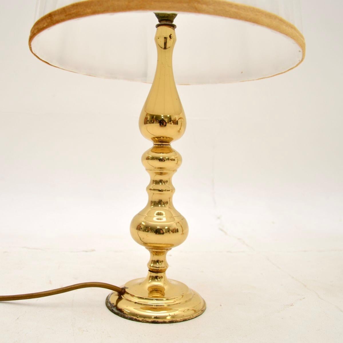 British Pair of Vintage Brass Table Lamps For Sale