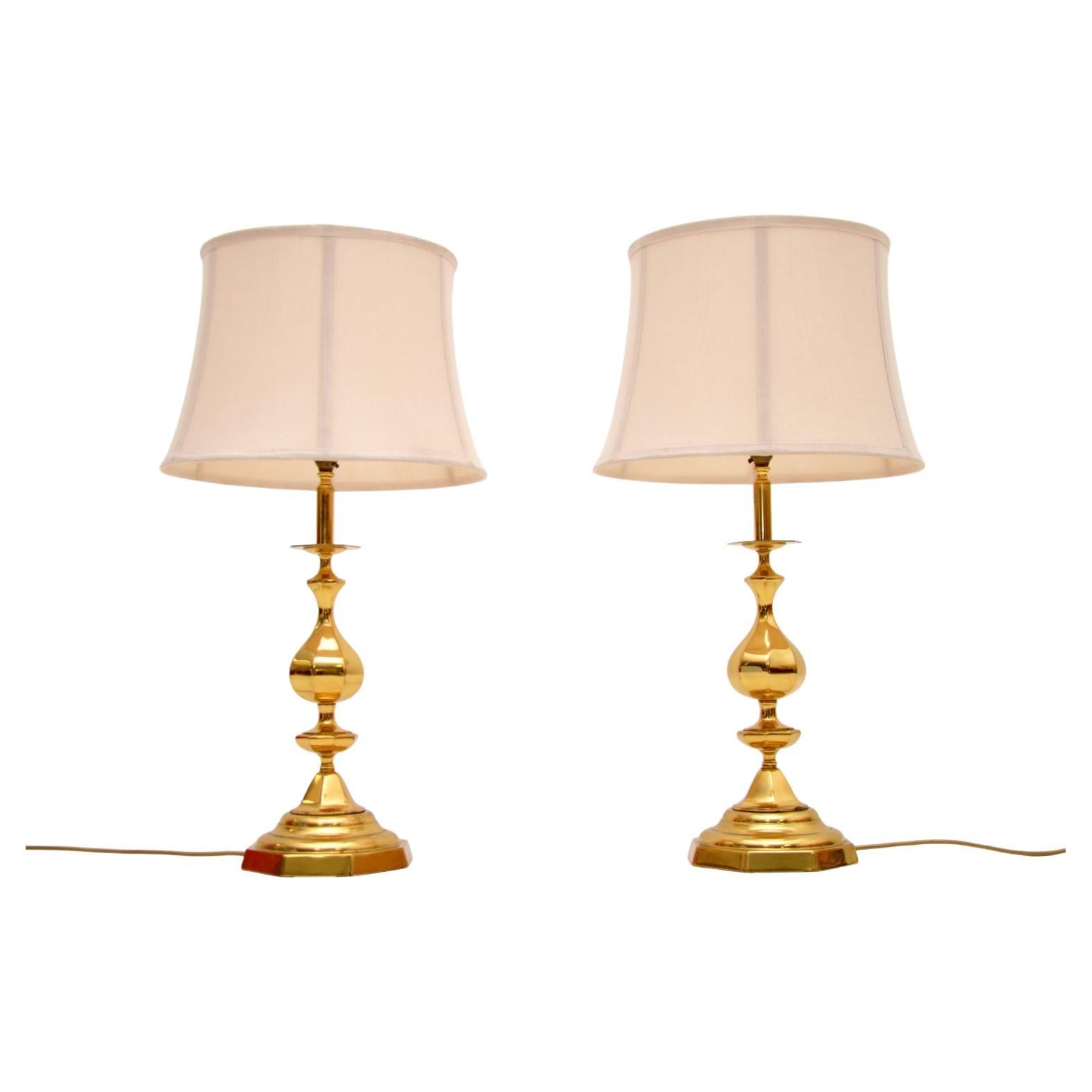 Paar Vintage Messing Tischlampen im Angebot