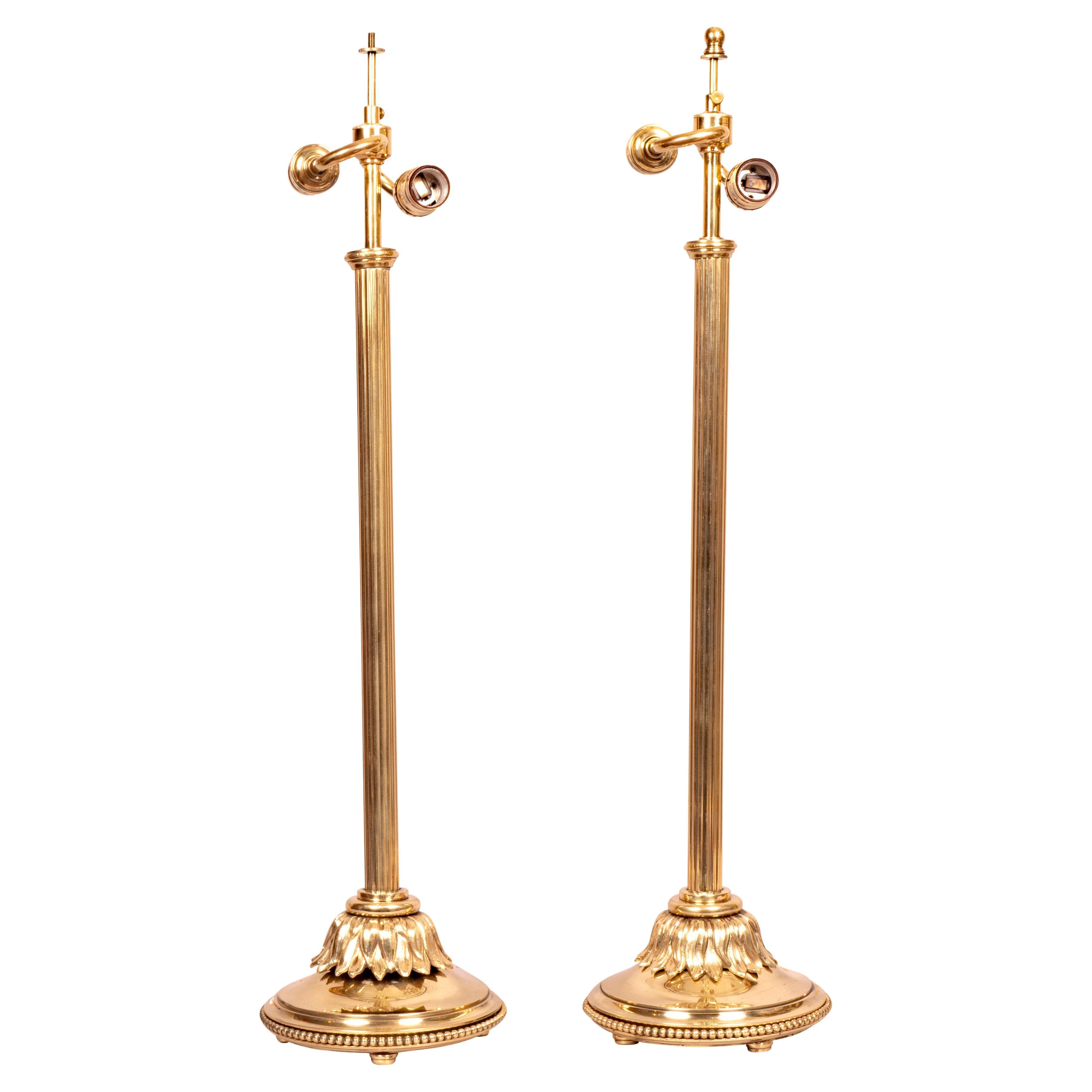 Pair of Edwardian Brass Table Lamps at 1stDibs