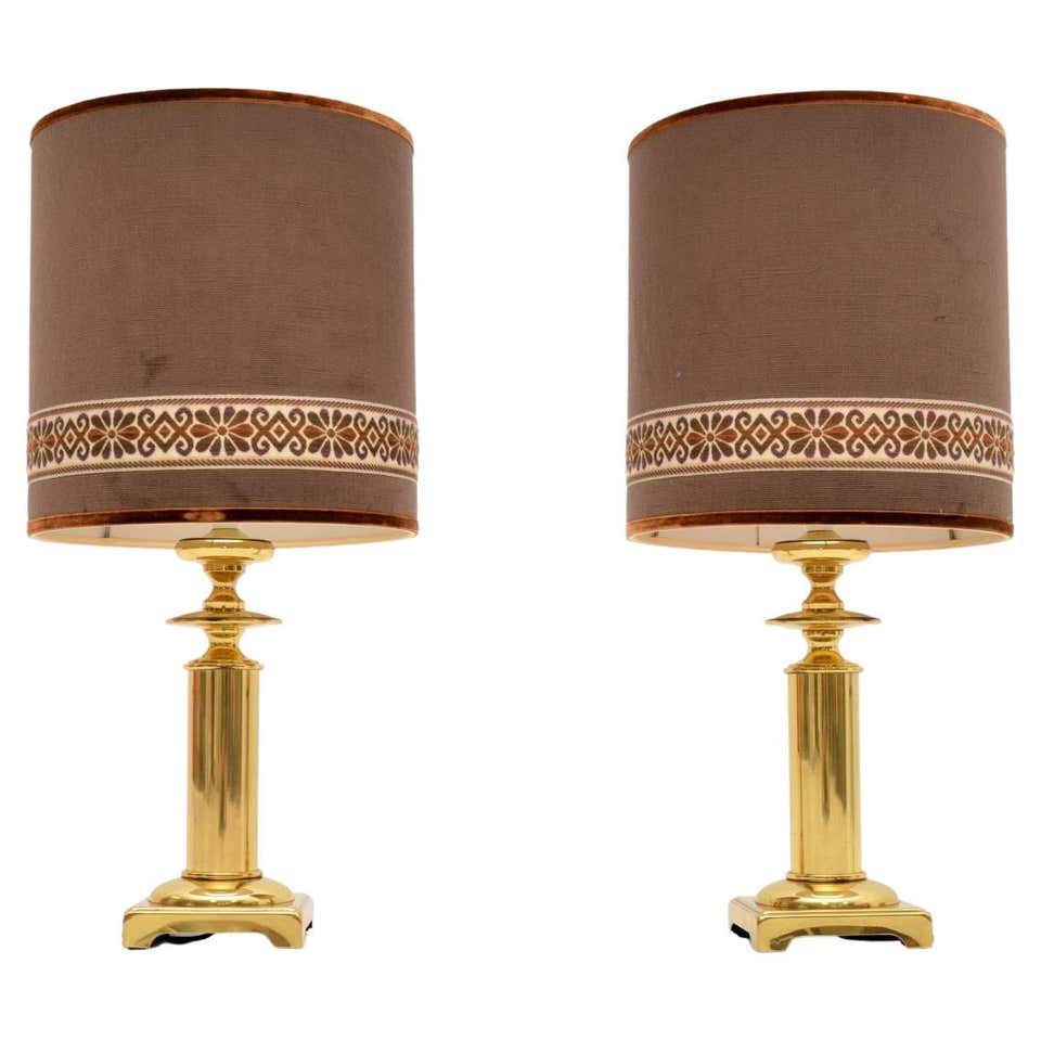 Royal Tichelaar Makkum Delft Lamps (1940-1979) with New Green Velvet ...
