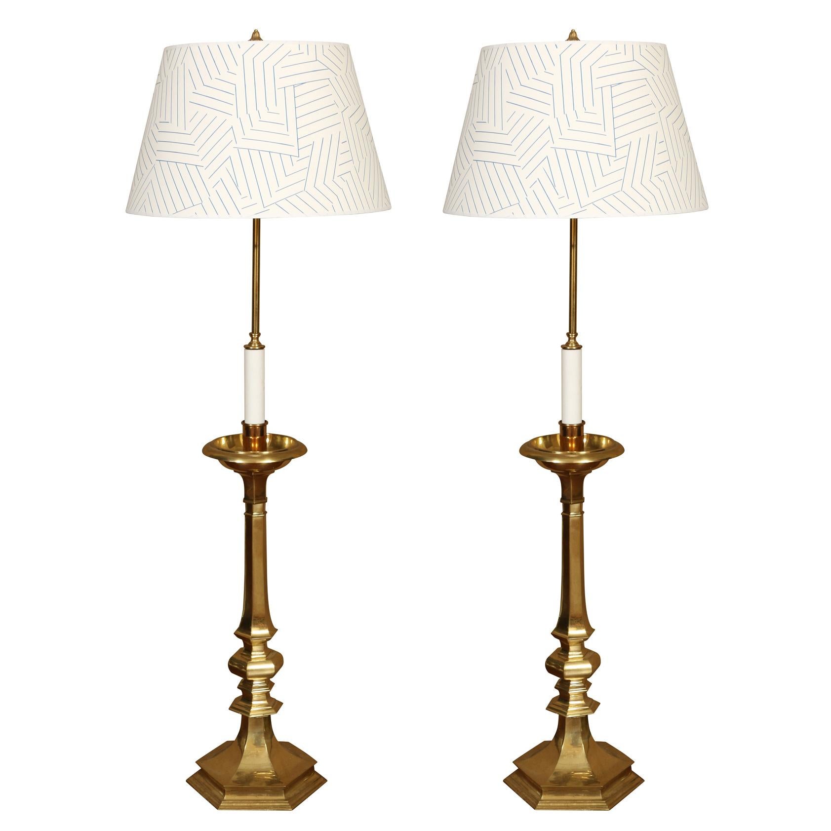 vintage brass candlestick lamps