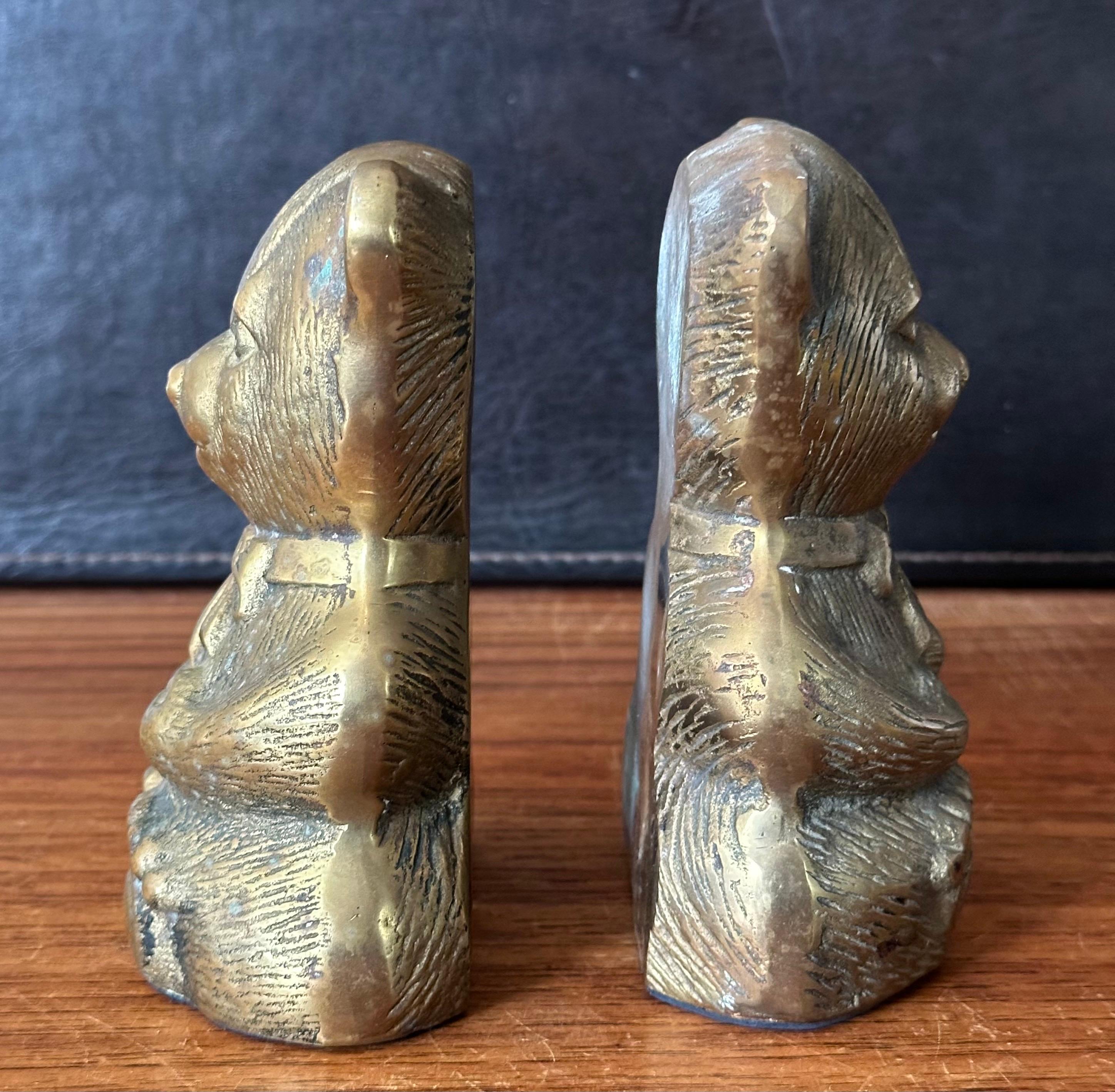 Pair of Vintage Brass Teddy Bear Bookends For Sale 5