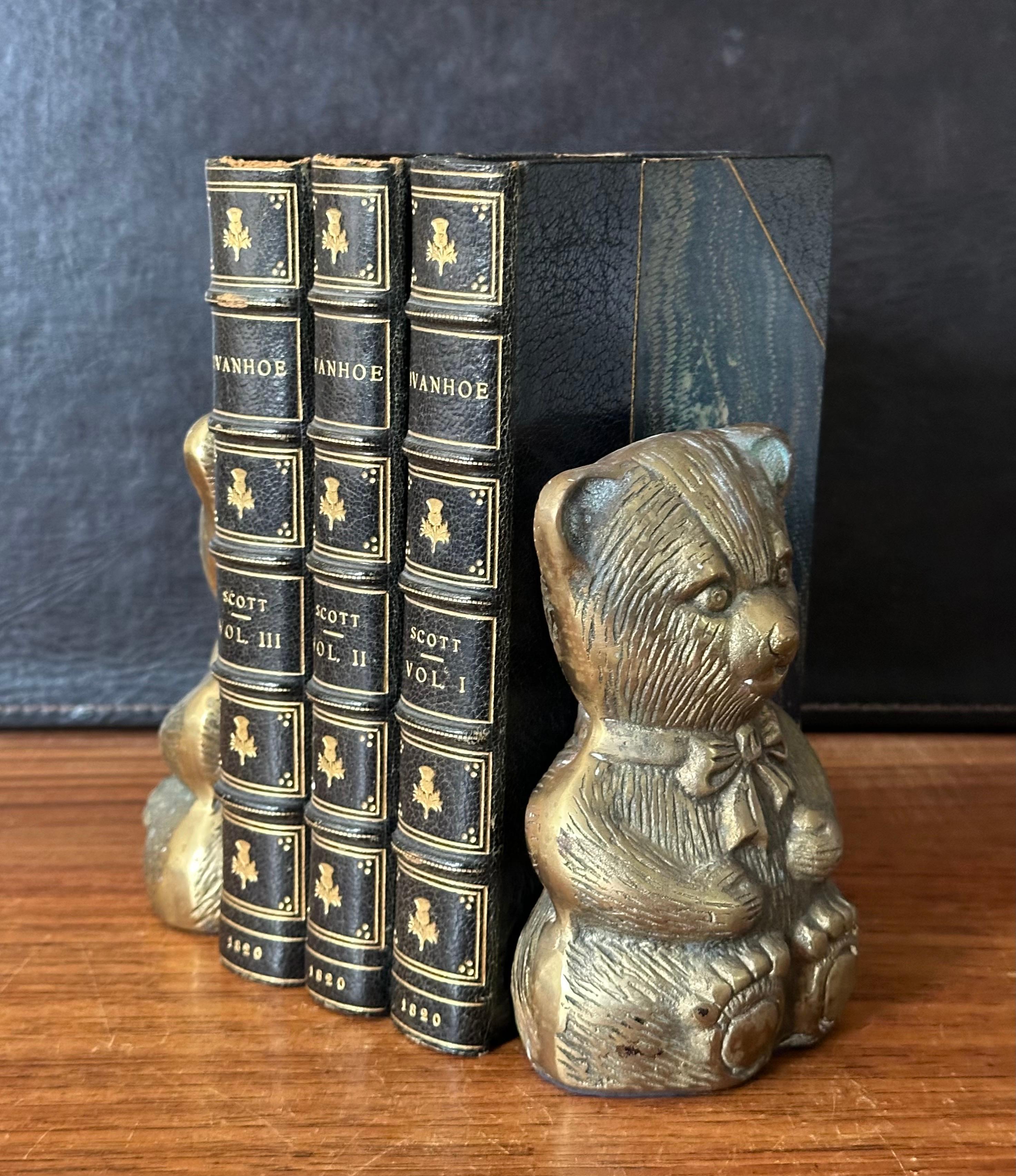 Pair of Vintage Brass Teddy Bear Bookends For Sale 7