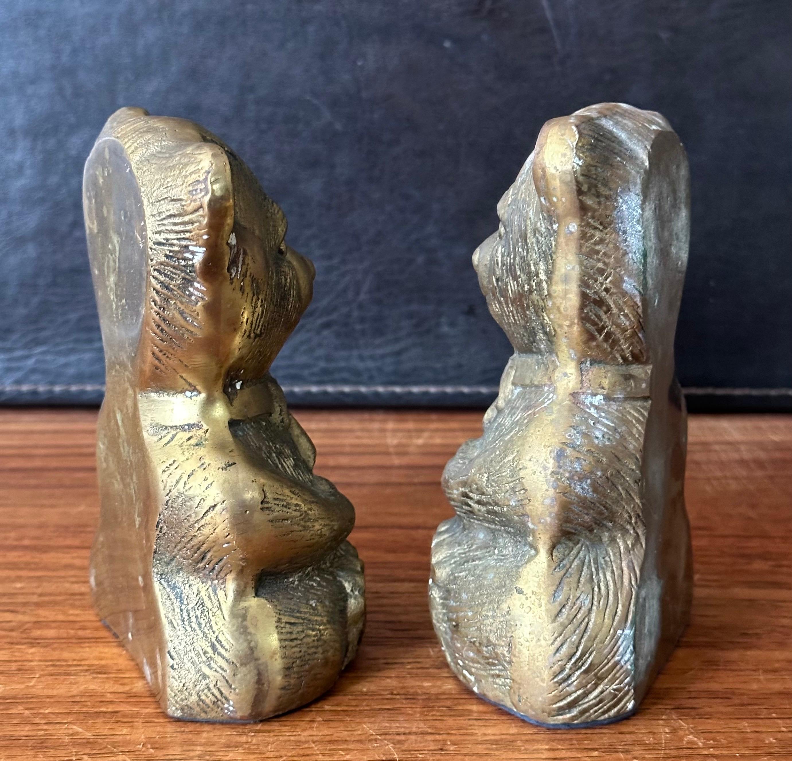 Pair of Vintage Brass Teddy Bear Bookends For Sale 3