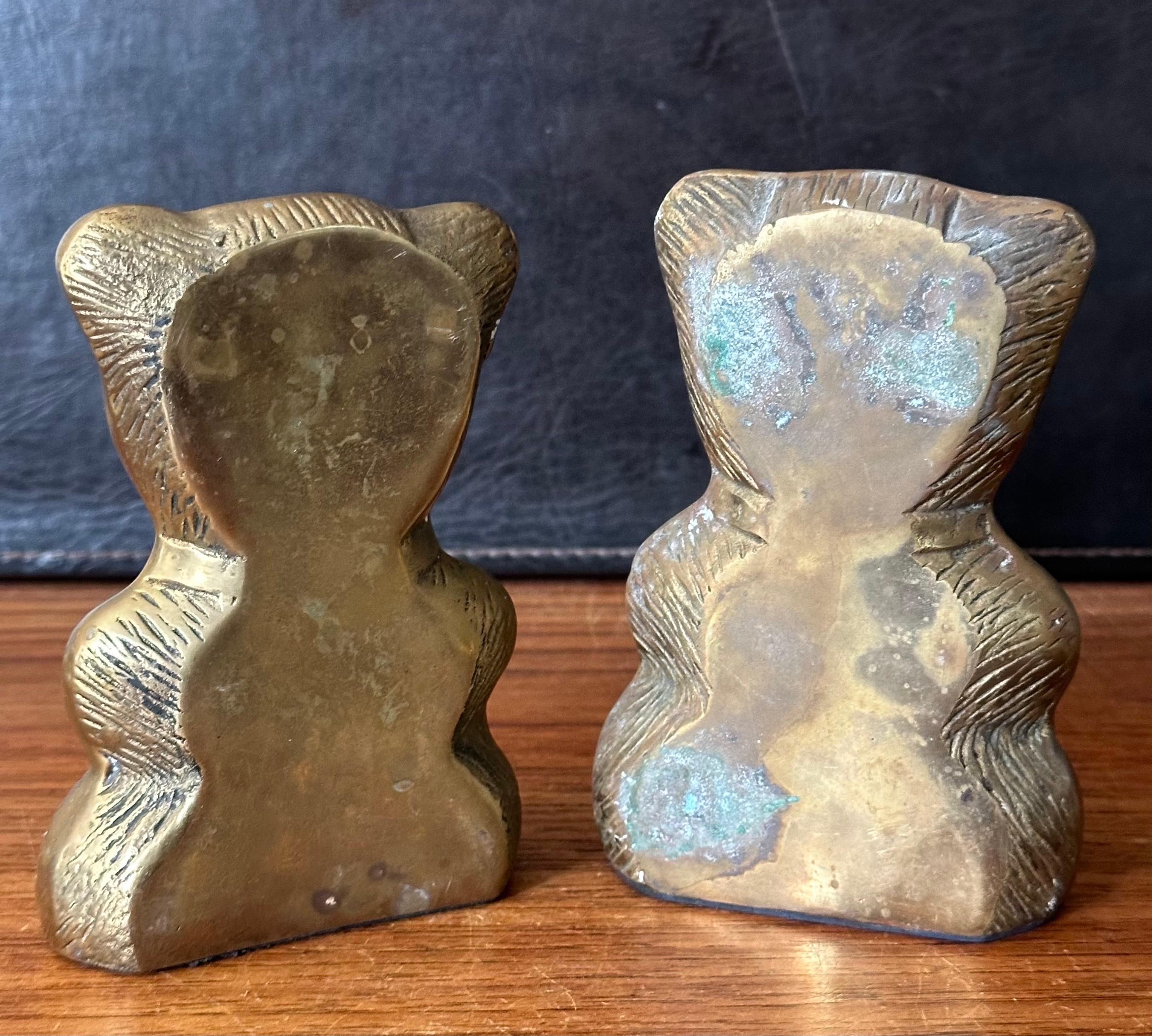 Pair of Vintage Brass Teddy Bear Bookends For Sale 4