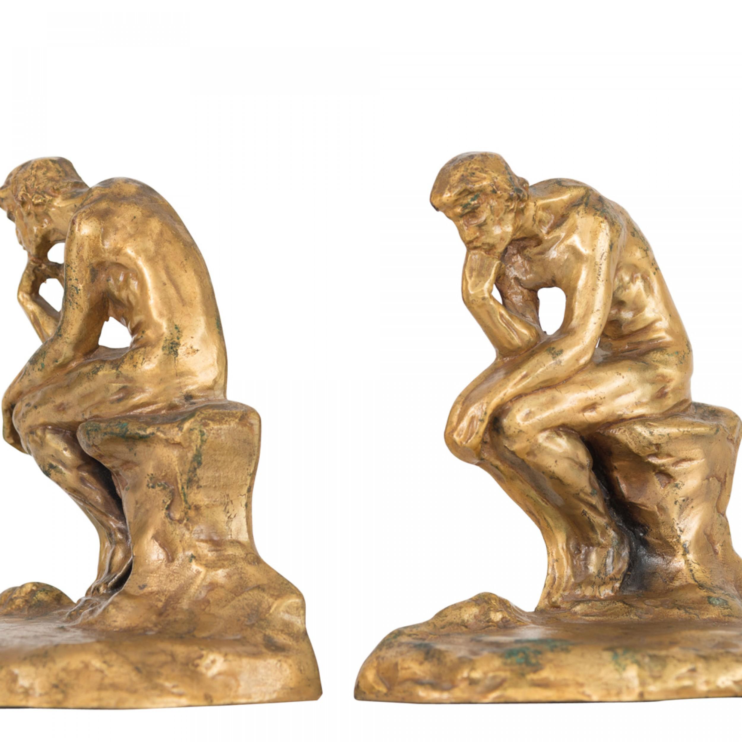 Hand-Carved Pair of Vintage Brass 