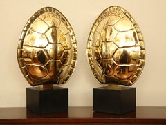 Pair of Vintage Brass Tortoise Shell Lamps by Chapman