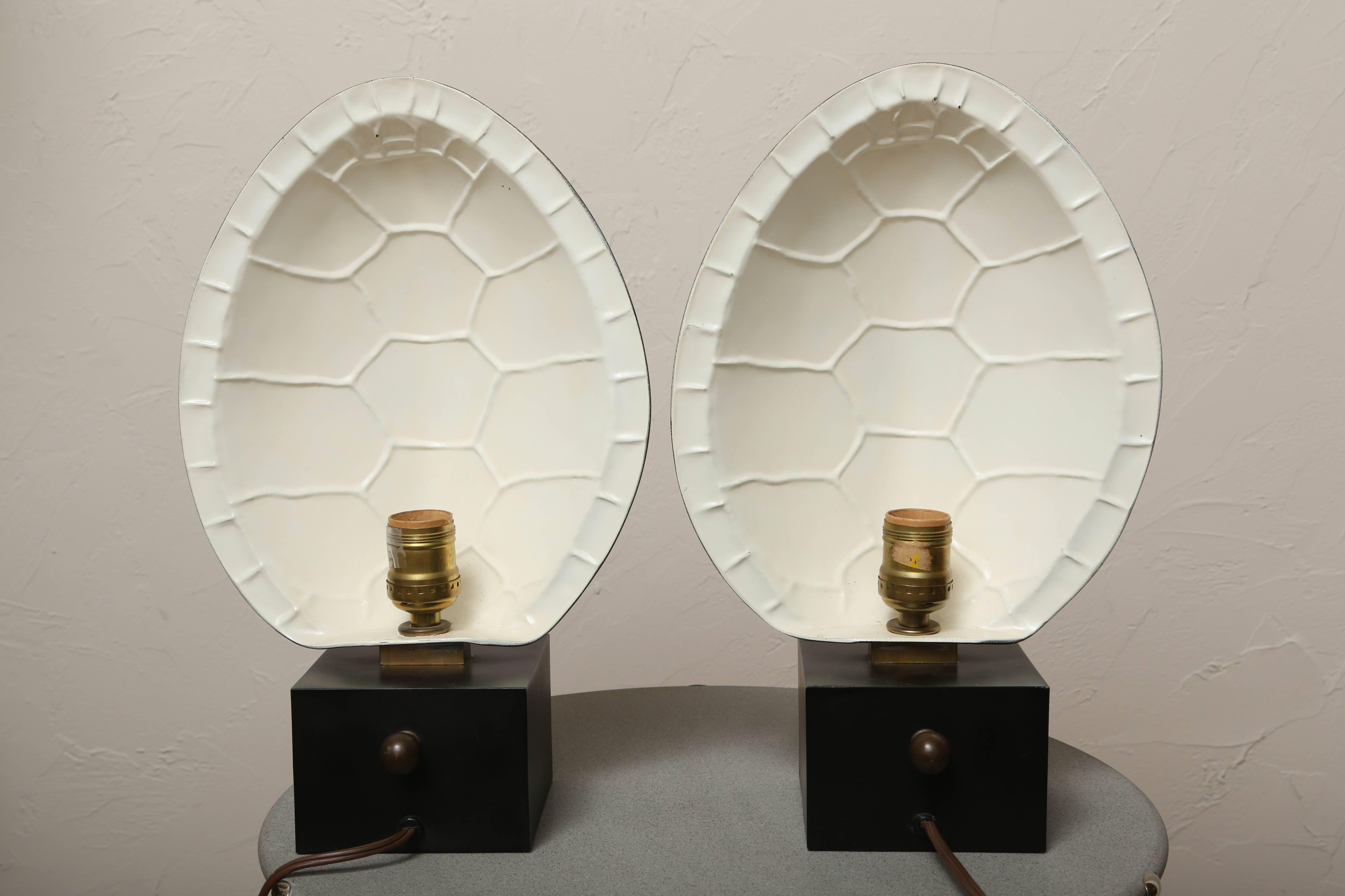 Pair of Vintage Brass Tortoise Shell Lamps by Chapman In Good Condition In West Palm Beach, FL