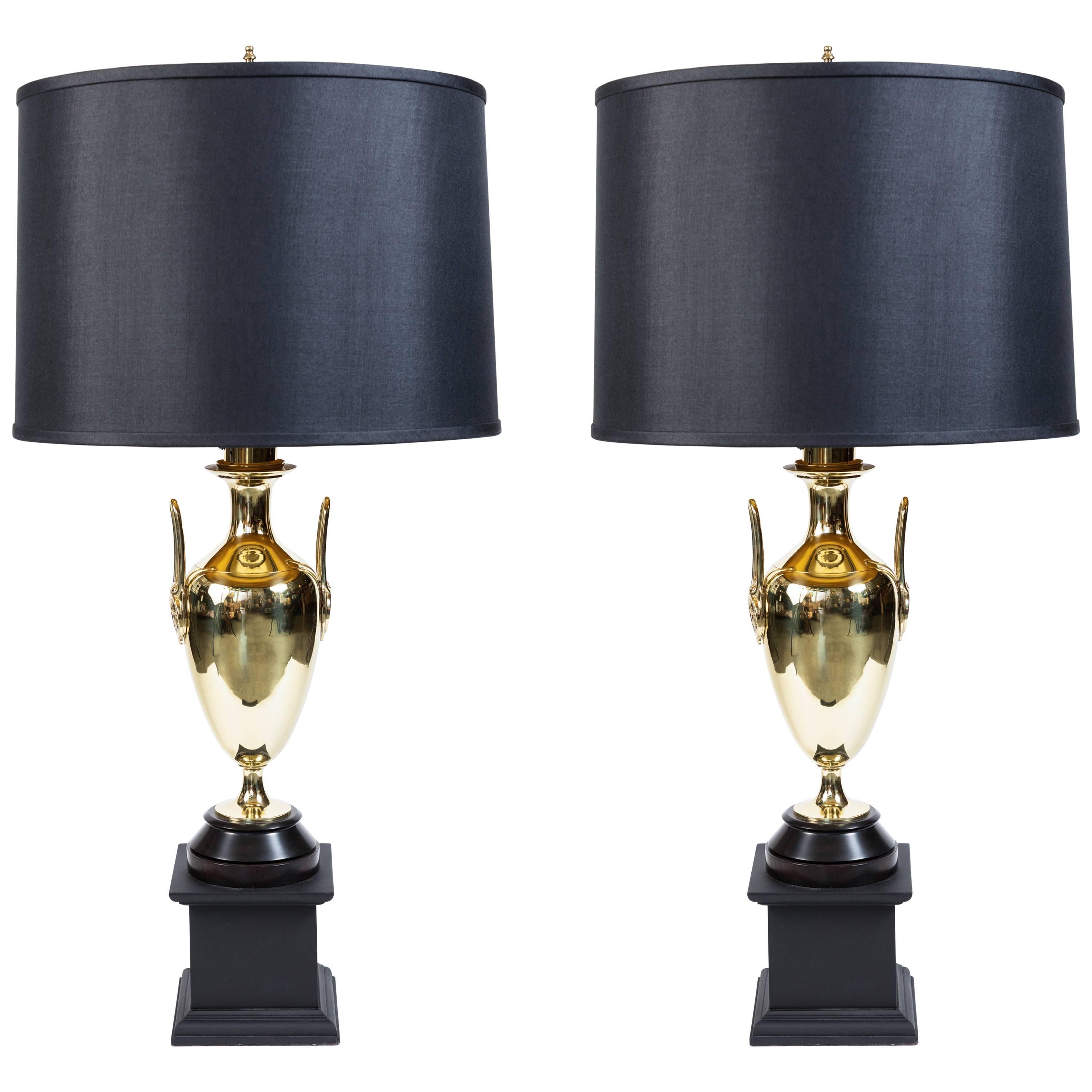 Pair of Vintage Brass Trophy Lamps